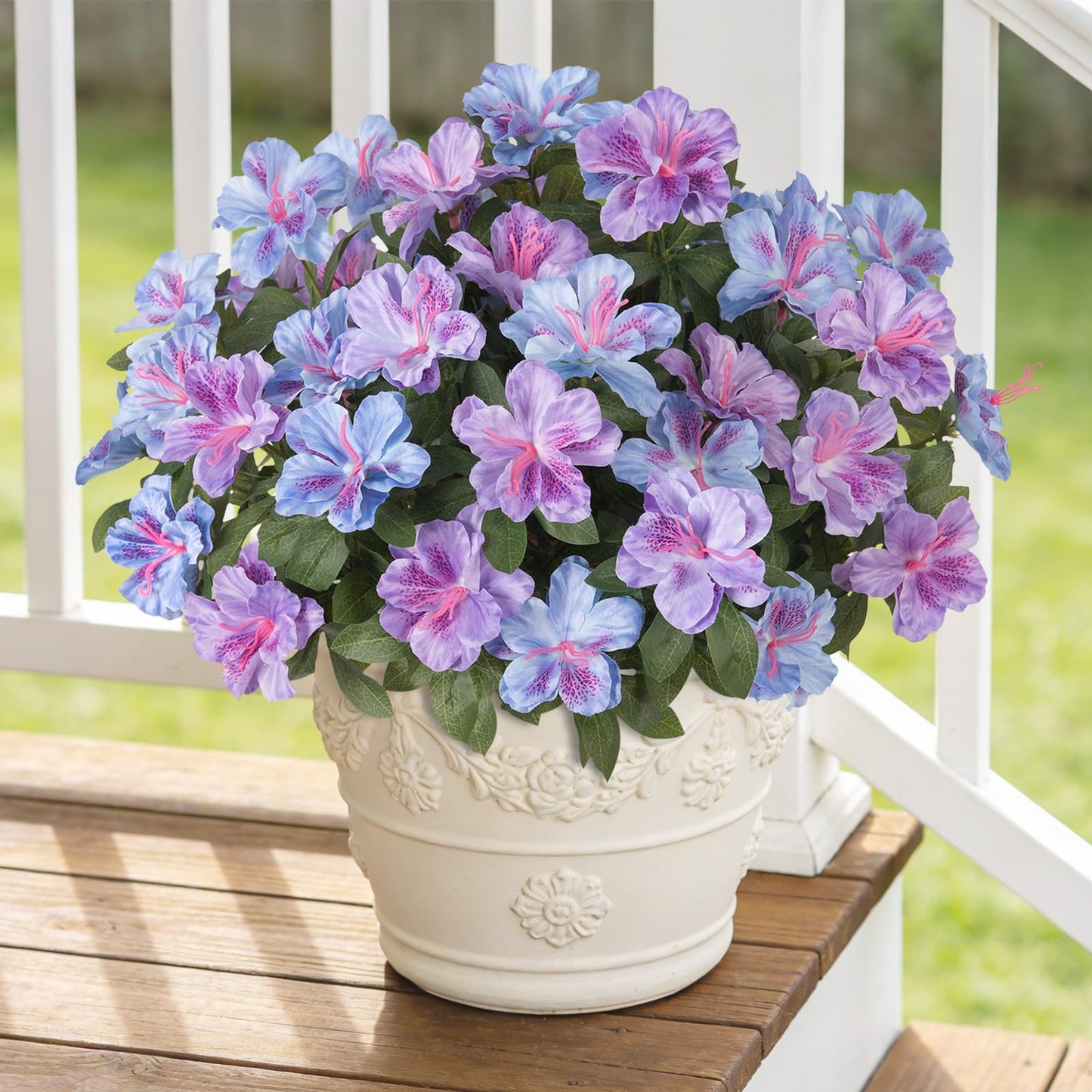 Hommyea Artificial Fake Flowers for Outdoor, 8 Bundles Faux Plants Silk Flowers Spring Decoration UV Resistant No Fade Plastic Flowers for Outside Planters Home Porch Patio Yard Garden Decor WN420