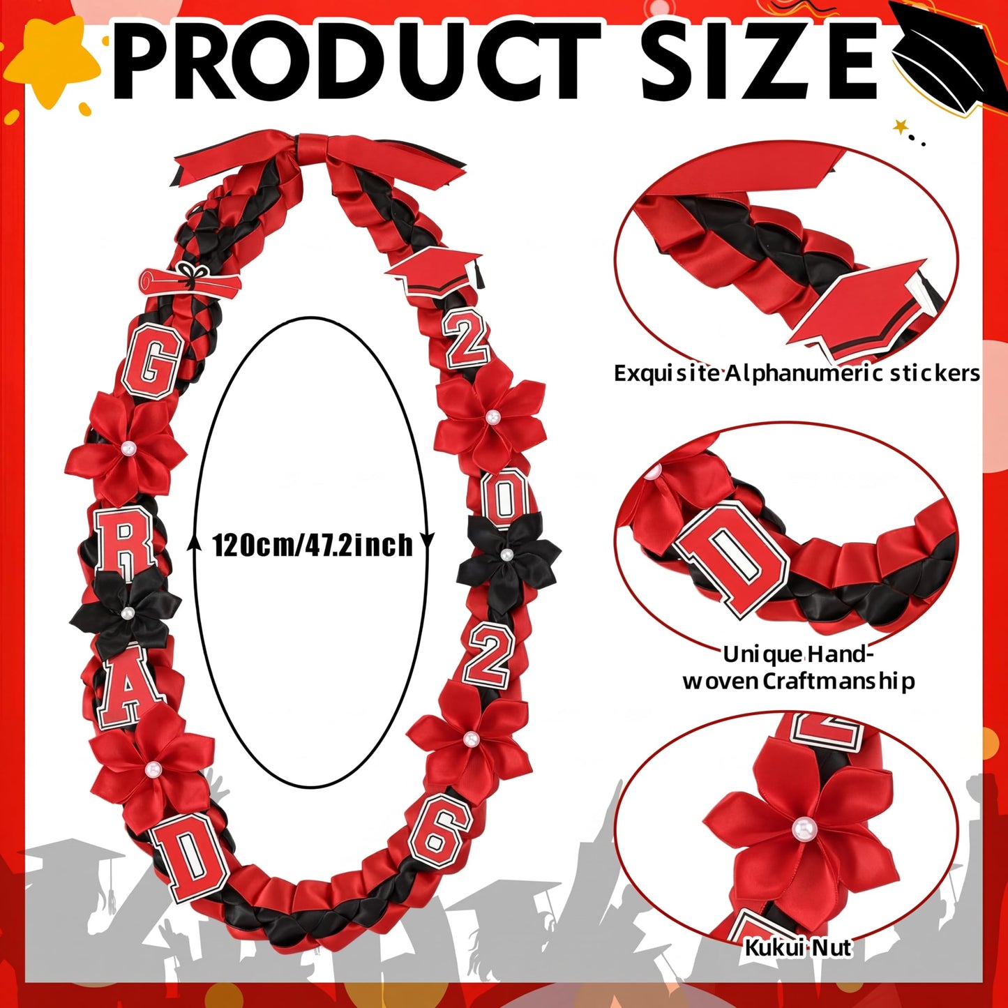 Thiccywoov Graduation Ribbon Lei Class of 2026 Grad Lei Kit Graduation Double Braided Necklace with Honor Cord for Graduate Women Men High School College Grad Party Supplies(Purple, Black) BST326H