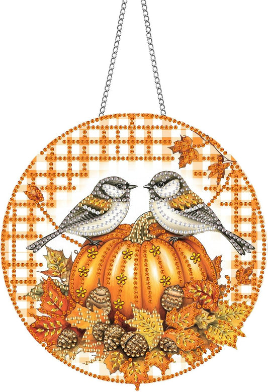 Hanging Diamond Art Kits for Adults Halloween Bird – 8x8 Inch Double-Sided Acrylic Board DIY Crystal Diamond Suncatcher Pendant, Sparkling Home Wall or Window Decoration Handmade Gift BST220