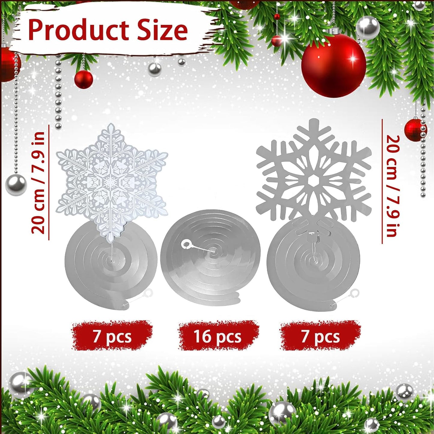 44 PCS Snowflake Christmas Hanging Swirl Decorations, Silver Snowflakes Plastic Streamers Glitter Ceiling Decor for Christmas Winter Holiday New Year Wonderland Party Decoration WN420