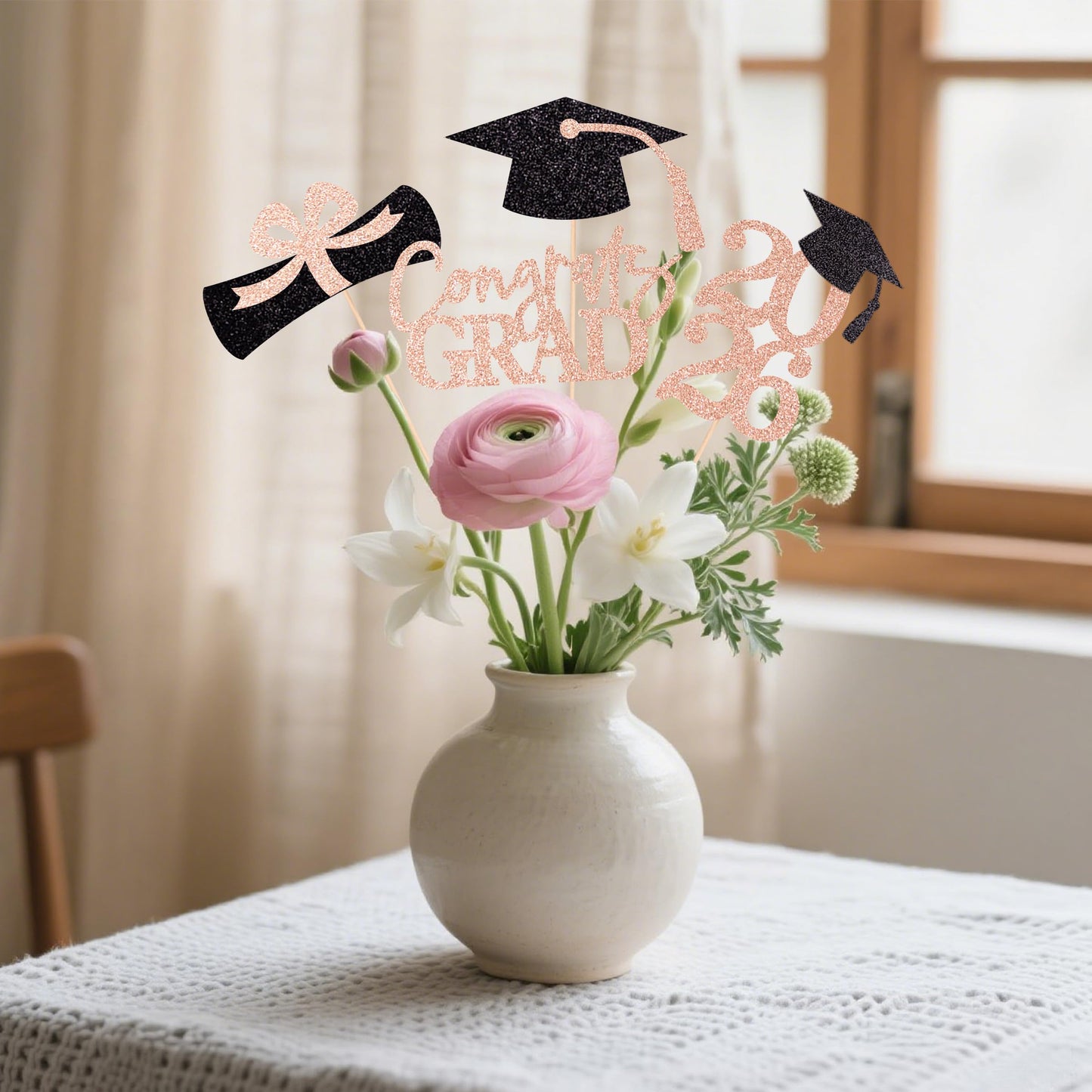 Graduation Centerpieces Class of 2026, 16 PCS Red Blue Double-Sided Table Toppers, Congrats Grad Party Decorations Supplies (Set of 4 Designs) WN420