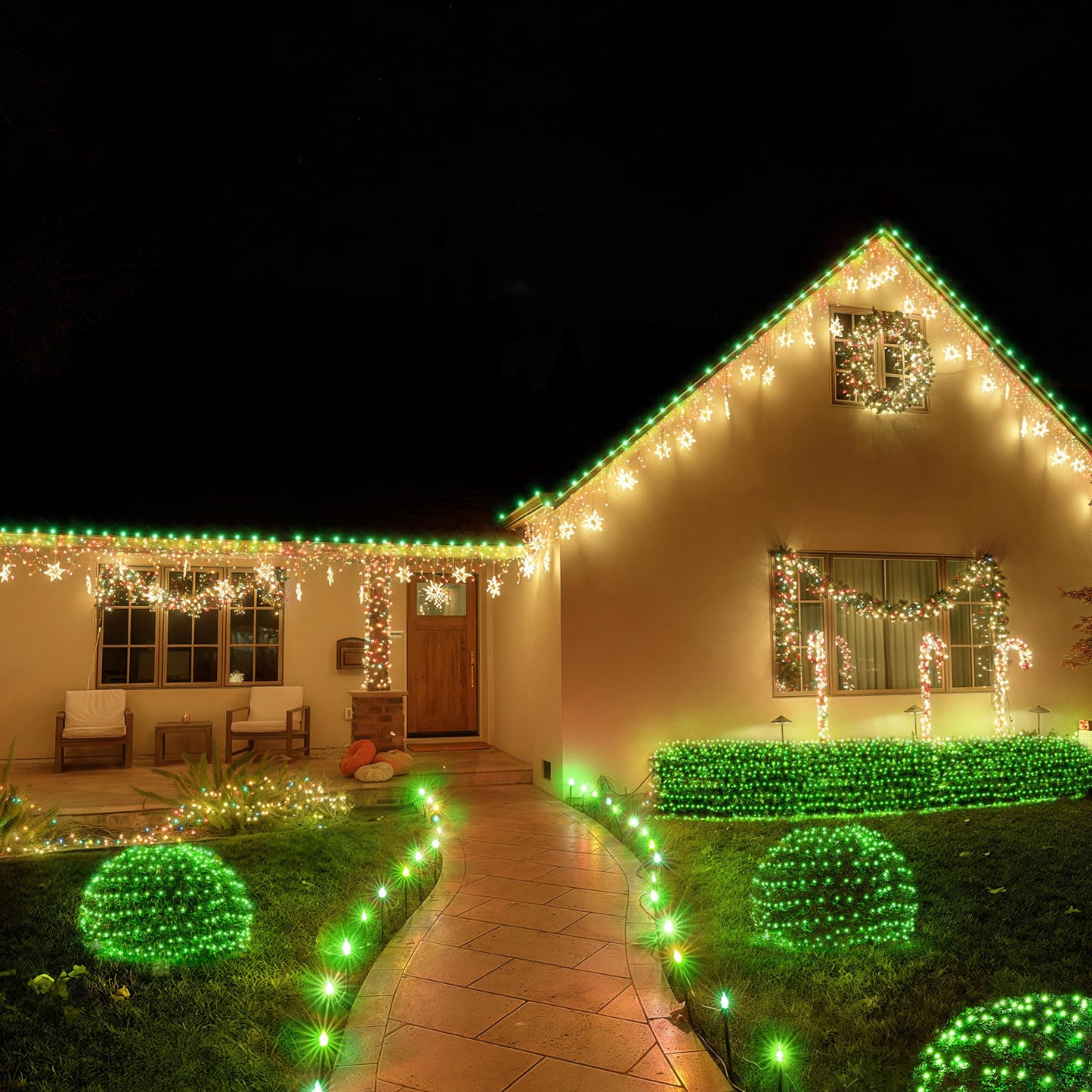 BlcTec Christmas Lights Outdoor 360 LED 9.8ft x 6.6ft Christmas Net Lights with 8 Modes RD12