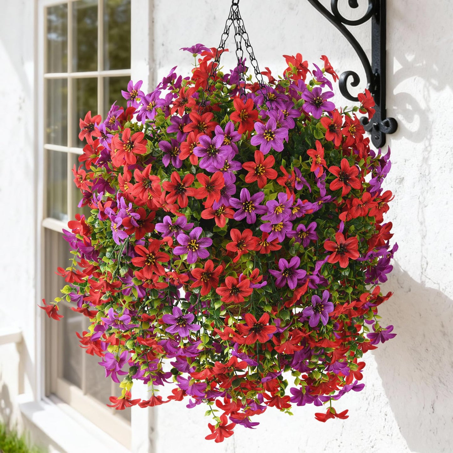 Artificial Flowers for Outdoor Faux Flowers for Plant Pot Spring Decoration | 2 Pcs Faux Hanging Plants UV Resistant Look Real Outside Home Garden Porch Patio Entrance Courtyard Decor BST326H