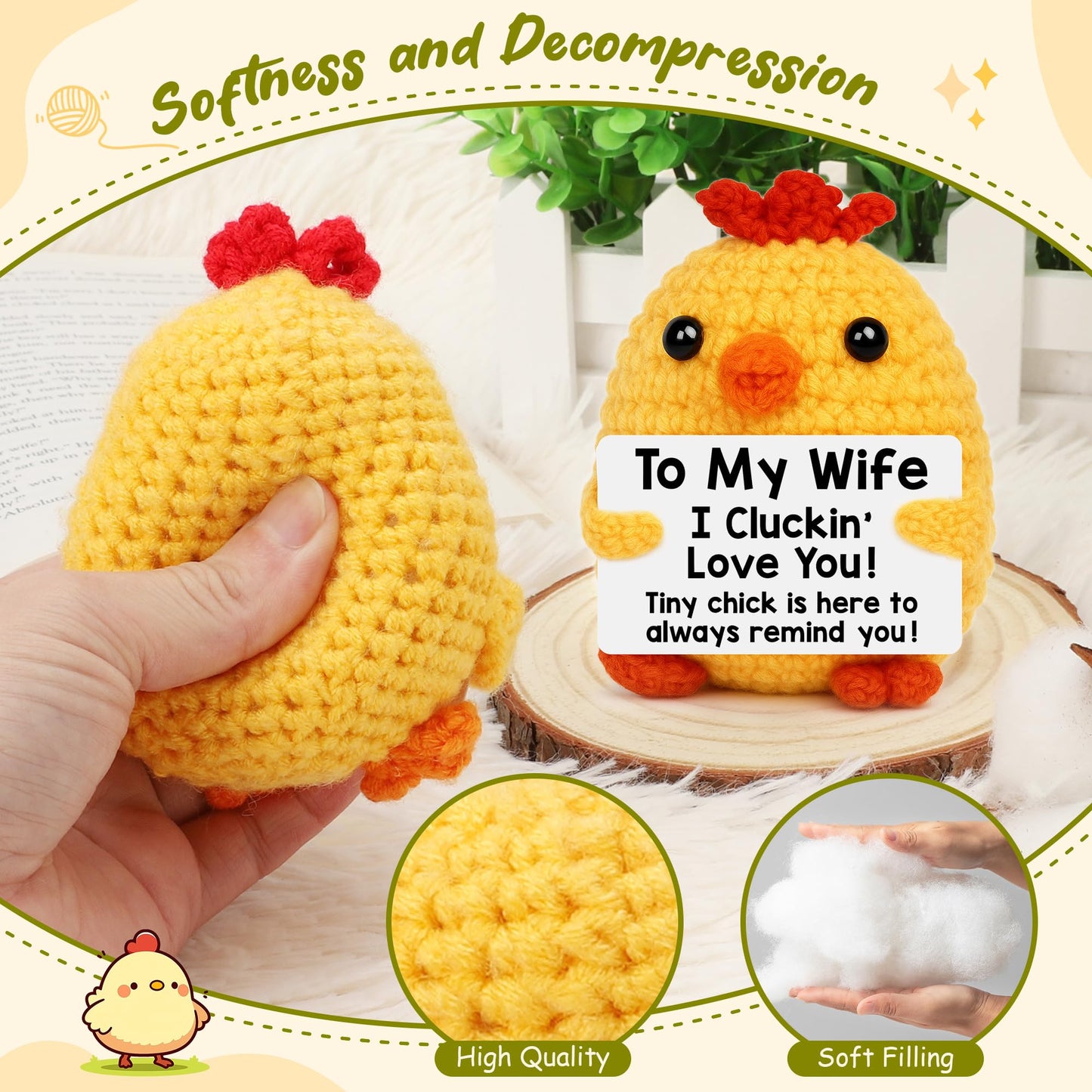 Grandma Birthday Gifts from Grandkids, New Grandma Grandmother I Love You Gift, Grandparents Day Gifts for Grandmas Grandmother Nana Gigi, Christmas Stocking Stuffers Funny Handmade Crochet Chicken BST220