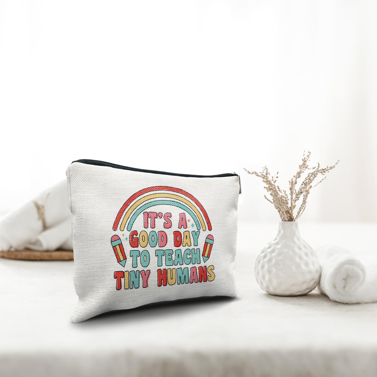 Nogrit Teacher Accessories Survival Kit Makeup Cosmetic Bag,Groovy It's Me Hi I'm the Teacher Makeup Travel Toiletry Bag,Back to School Thank You Gifts for Best Teachers Gifts BST220
