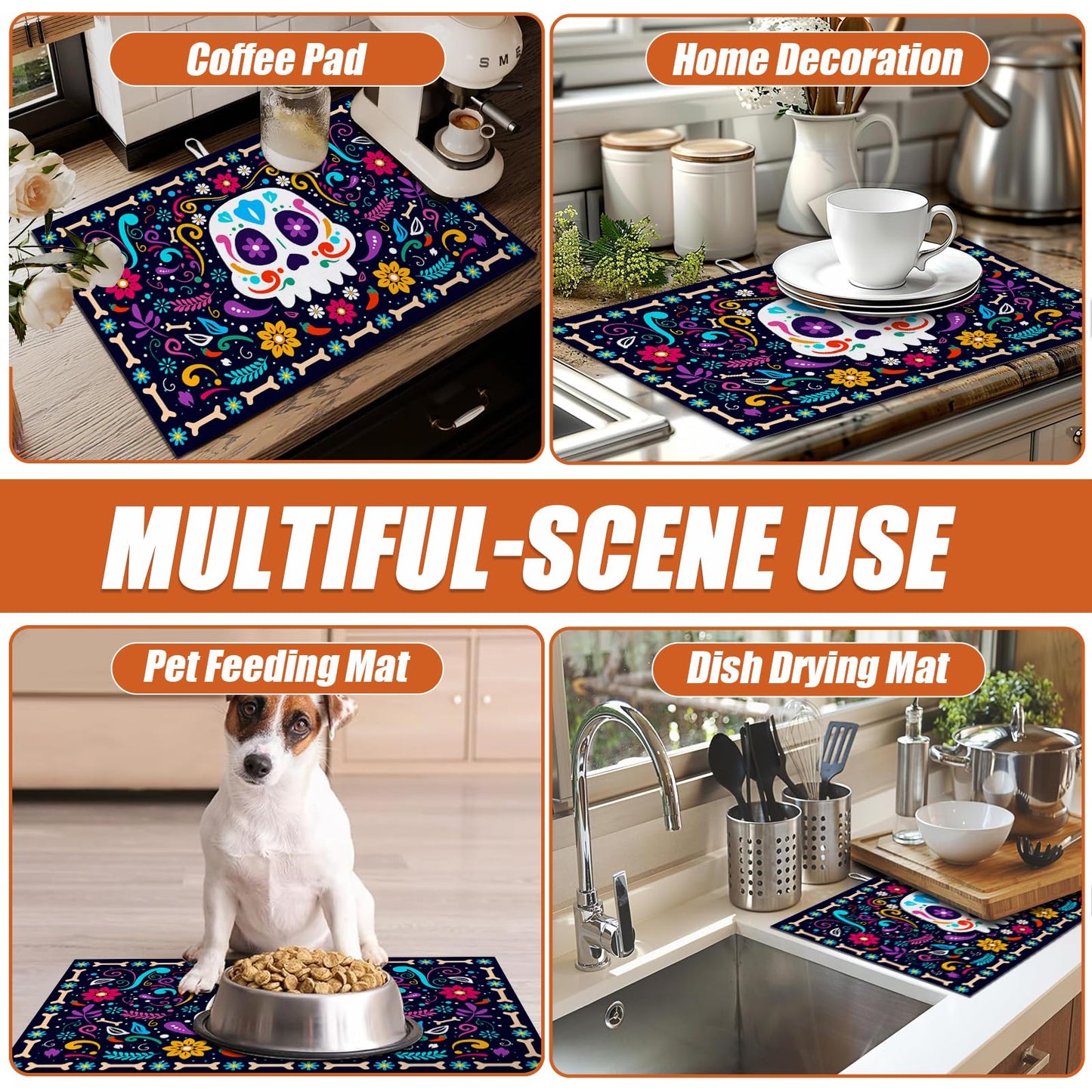 Brown Leopard Dish Drying Mat for Kitchen Counter Microfiber Absorbent Dish Kitchen Drying Mat Draining Reusable Washable for Dishes/Utensils/Counterto BST220