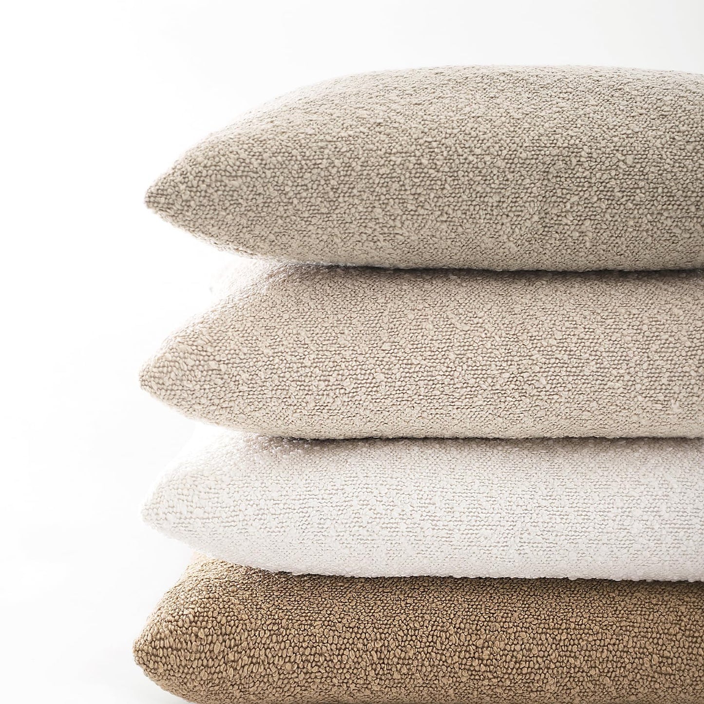 18x18 Boucle Throw Pillow Covers, Set of 2, Camel BST202