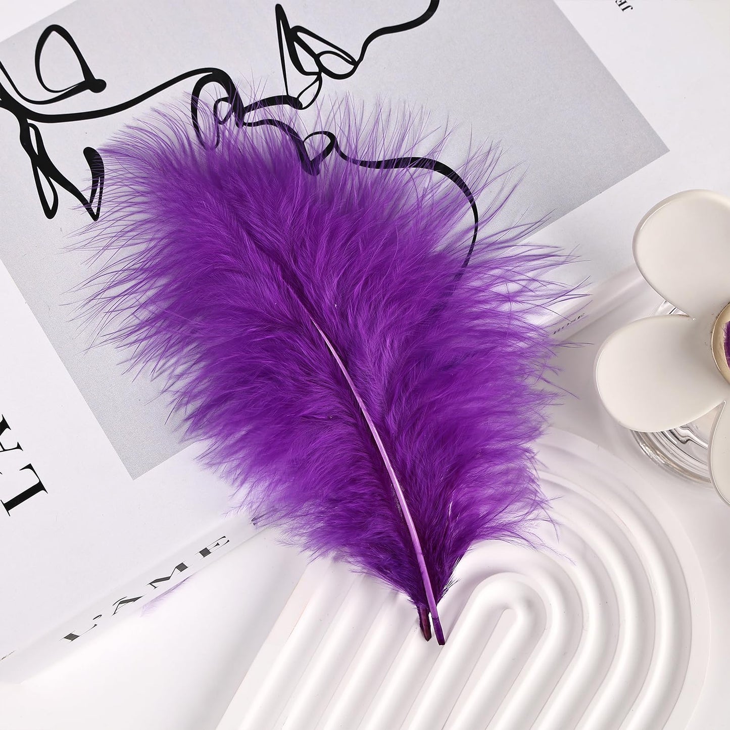 Fluffy Turkey Marabou Feathers 100pcs for Craft Dream Catcher Decoration - 4-7Inches Natural Feathers (Green) BST220