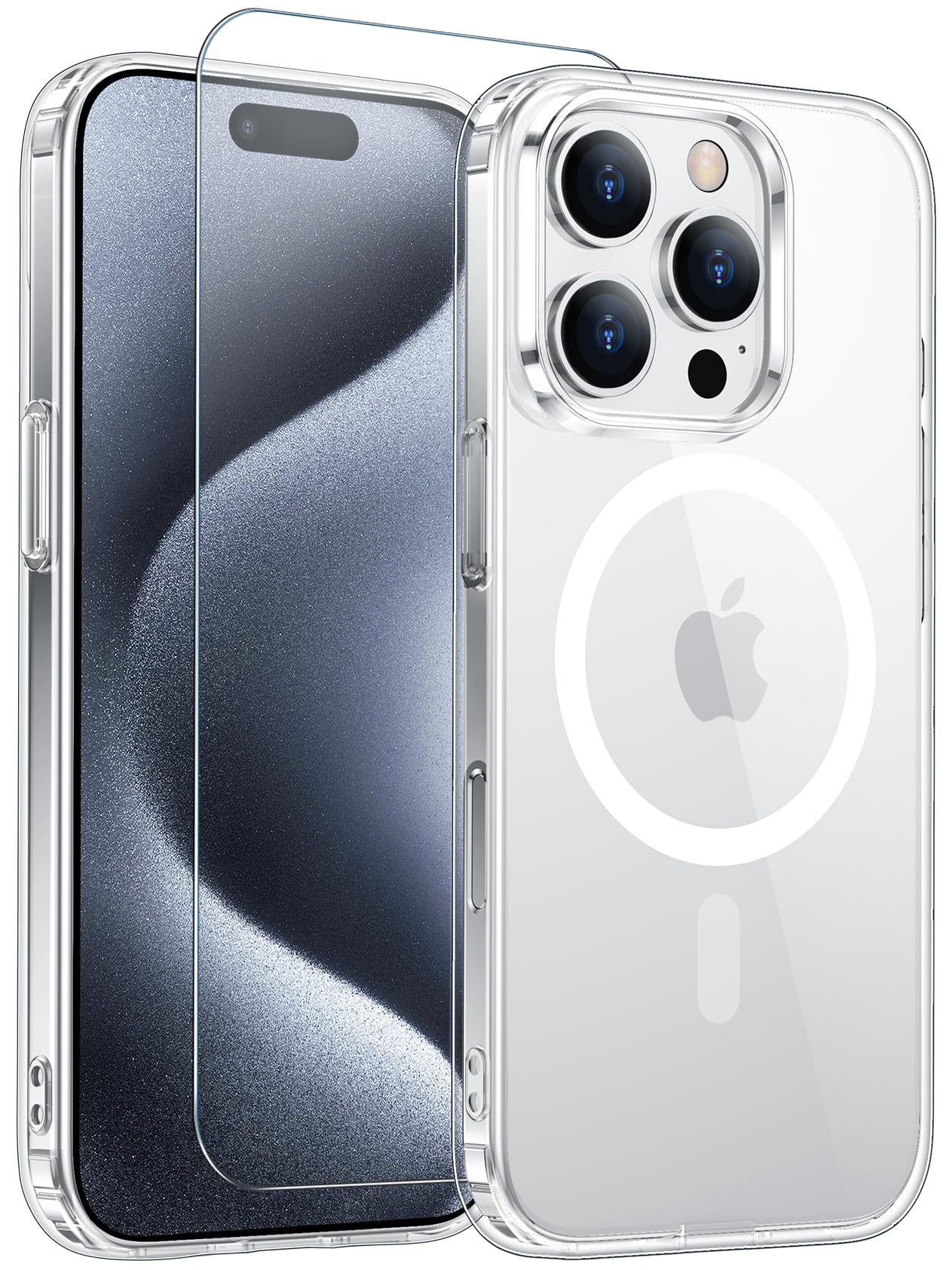 for iPhone 17 Pro Max Case Clear with Screen Protector, Compatible with Magsafe, Anti-Yellowing, Military-Grade Protection, Shockproof Slim Magnetic Phone Case Cover, Black WN420