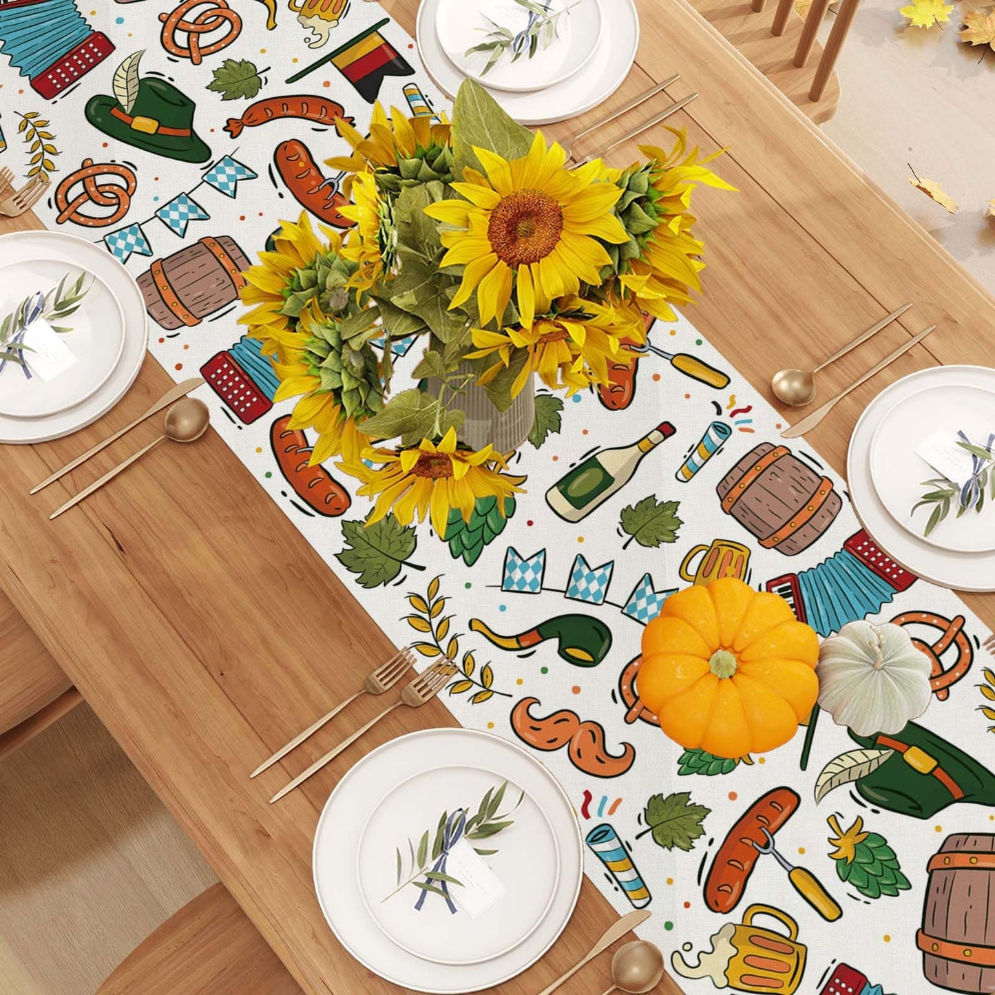 Jiudungs Oktoberfest Table Runner - 72 Inches Long Bavarian Tablecloth for German Oktoberfest and Beer Party Decorations BST220