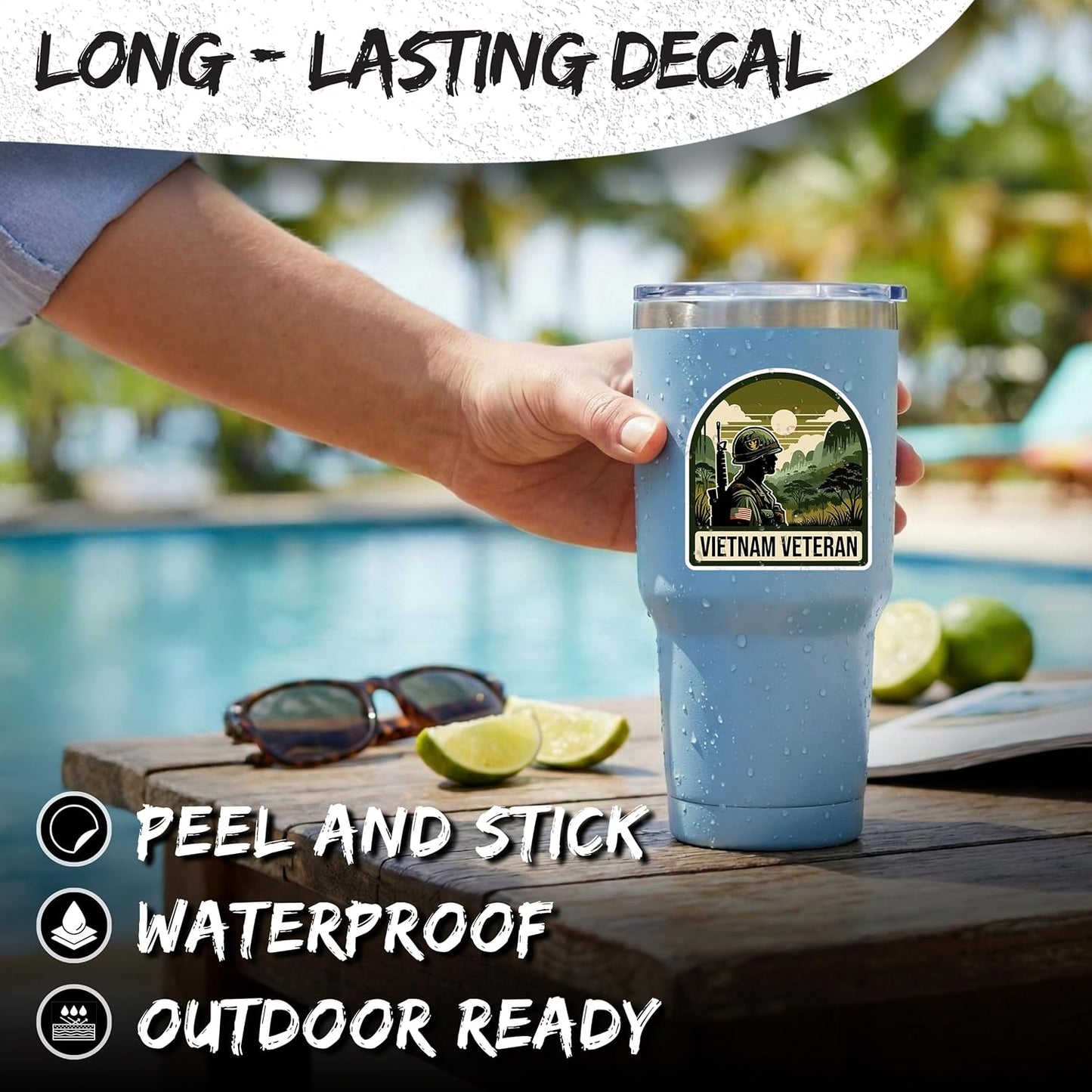 Vietnam Veteran Sticker 4 Inch Waterproof Vinyl Decal ID44990 | Waterproof vinyl sticker for laptop, journal, water bottle & tumbler – gift for anyone who loves humor & good vibes BST220