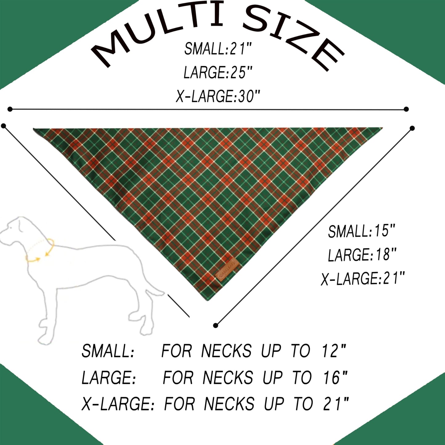 Realeaf Fall Thanksgiving Dog Bandanas 2 Pack, Orange Plaid Pet Scarf for Boy and Girl, Premium Durable Fabric, Holiday Halloween Bandana for Large and Extra Large Dogs (X-Large) WN420