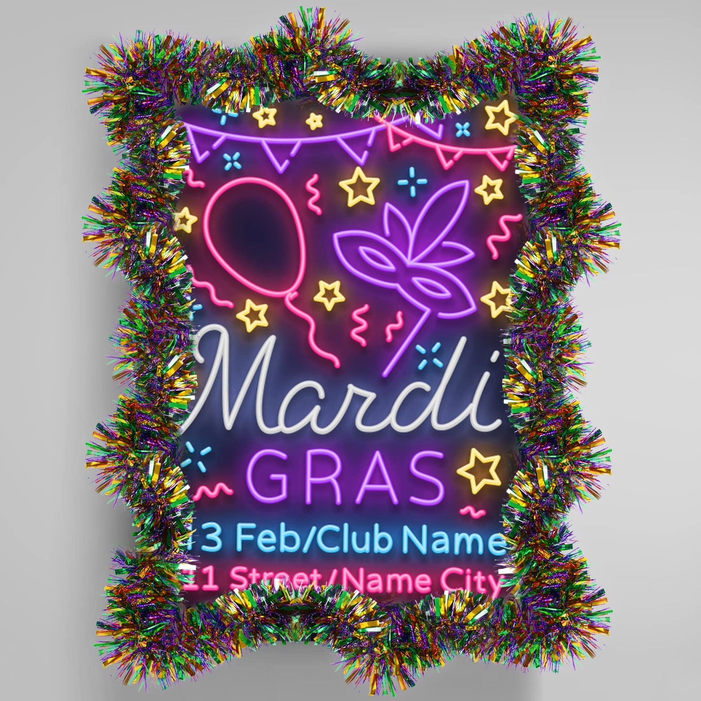 CCINEE 32.8FT Mardi Gras Tinsel Garland, Metallic Festooning Twist Glitter Shiny Hanging Fringe for Party Decorations - Gold/Green/Purple BST220