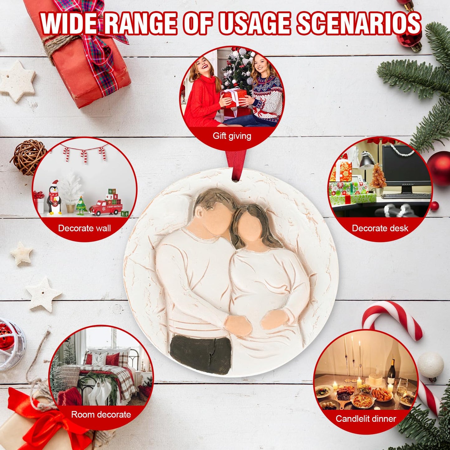 3D Christmas Ornament 2026 Wedding Gifts for Couple - Romantic Our First Christmas Married Engaged Ornament Bridal Shower Gift - Just Married Ornaments for Xmas Tree, Mr and Mrs Gifts for Newlyweds BST326H