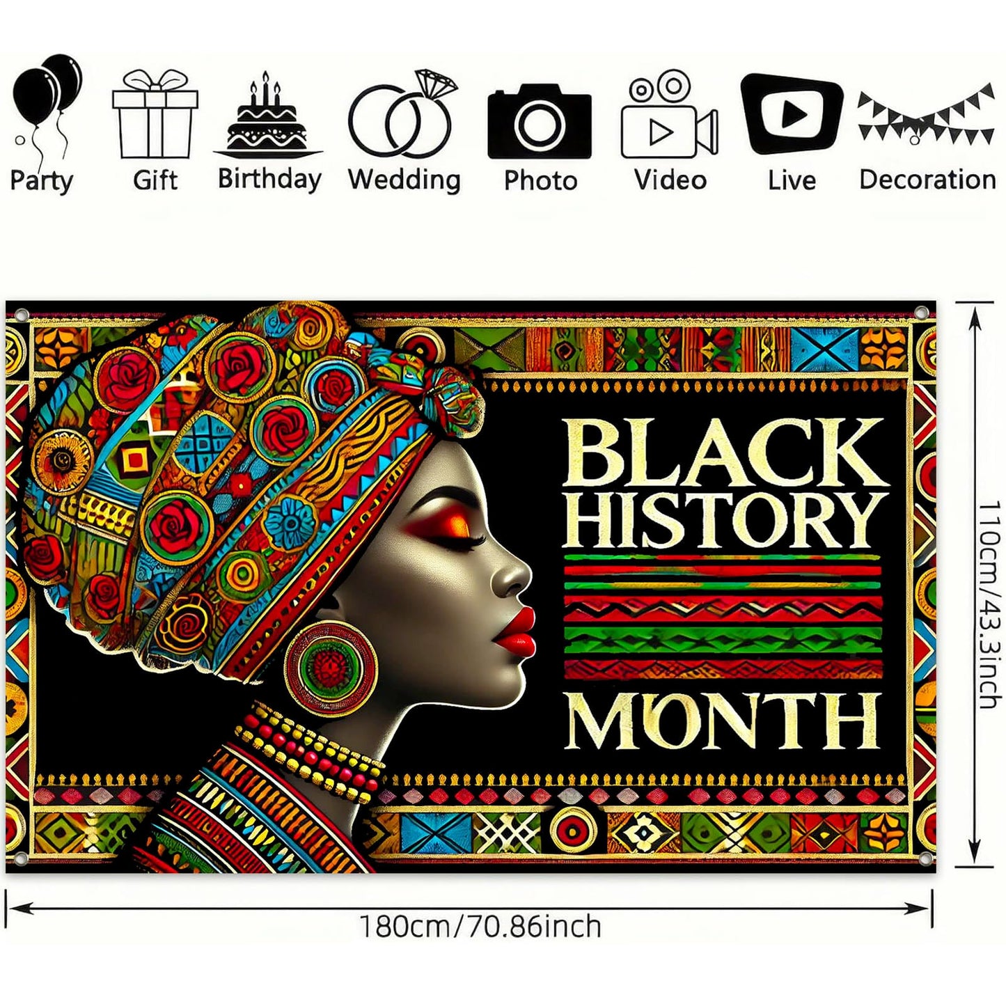 HOMETITUTE Black History Banner African Culture Power Decorations 71 x 43 Inch BST326H