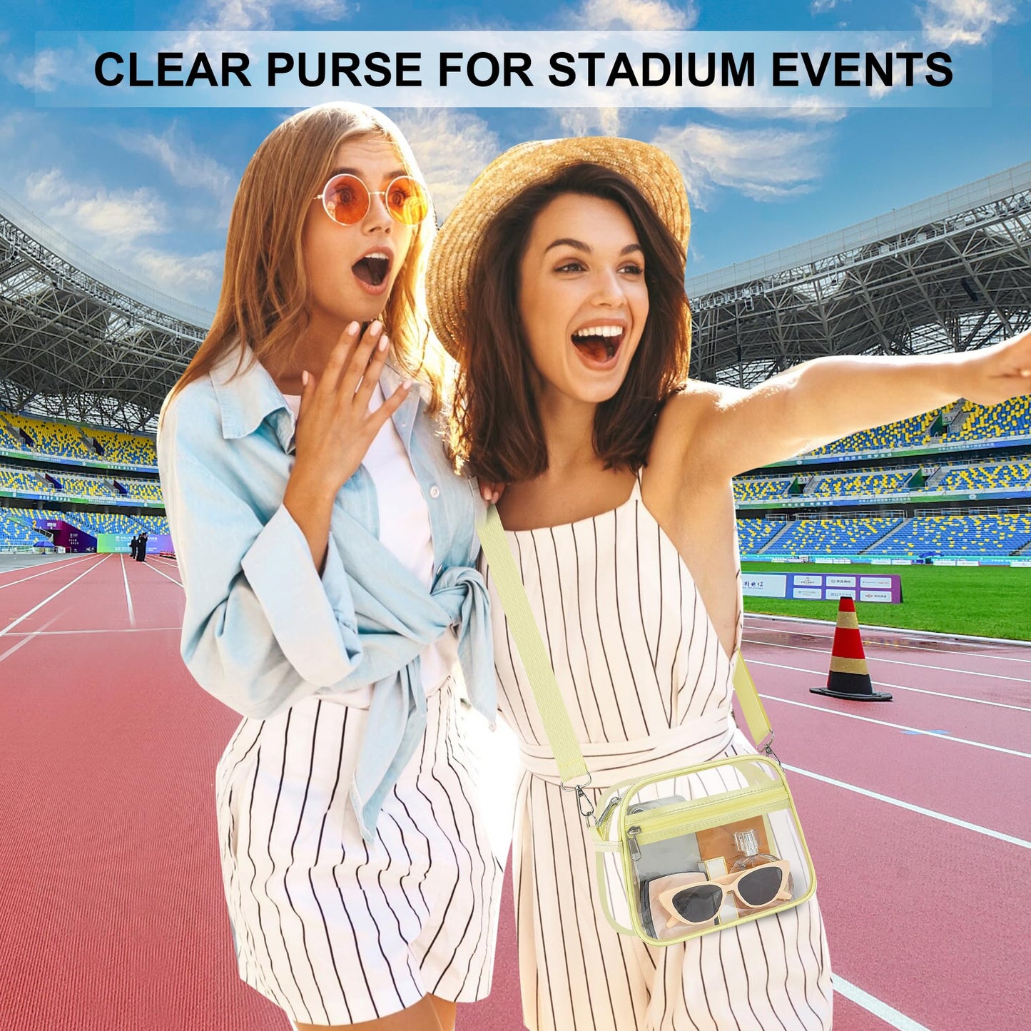 Clear Bag for Stadium Events Stadium Approved Women's Top-Handle Handbags | Mini Small Clear Bag Purse with Wide Adjustable Strap and Front Pocket for Sports Concerts, Festivals BST202