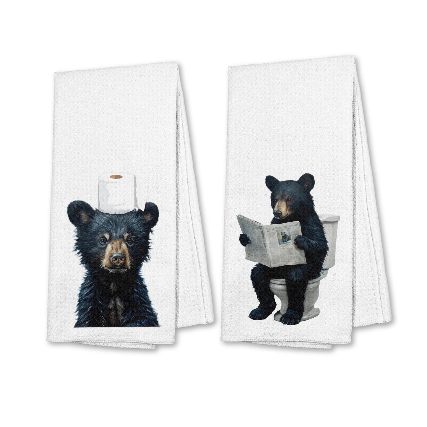 Funny Bear Bathroom Hand Towels Set of 2, Hello Sweet Bear Bathroom Decor, Funny Wild Animal Hand Towels for Washroom Restroom Decor, 16x24 Inch BST326L