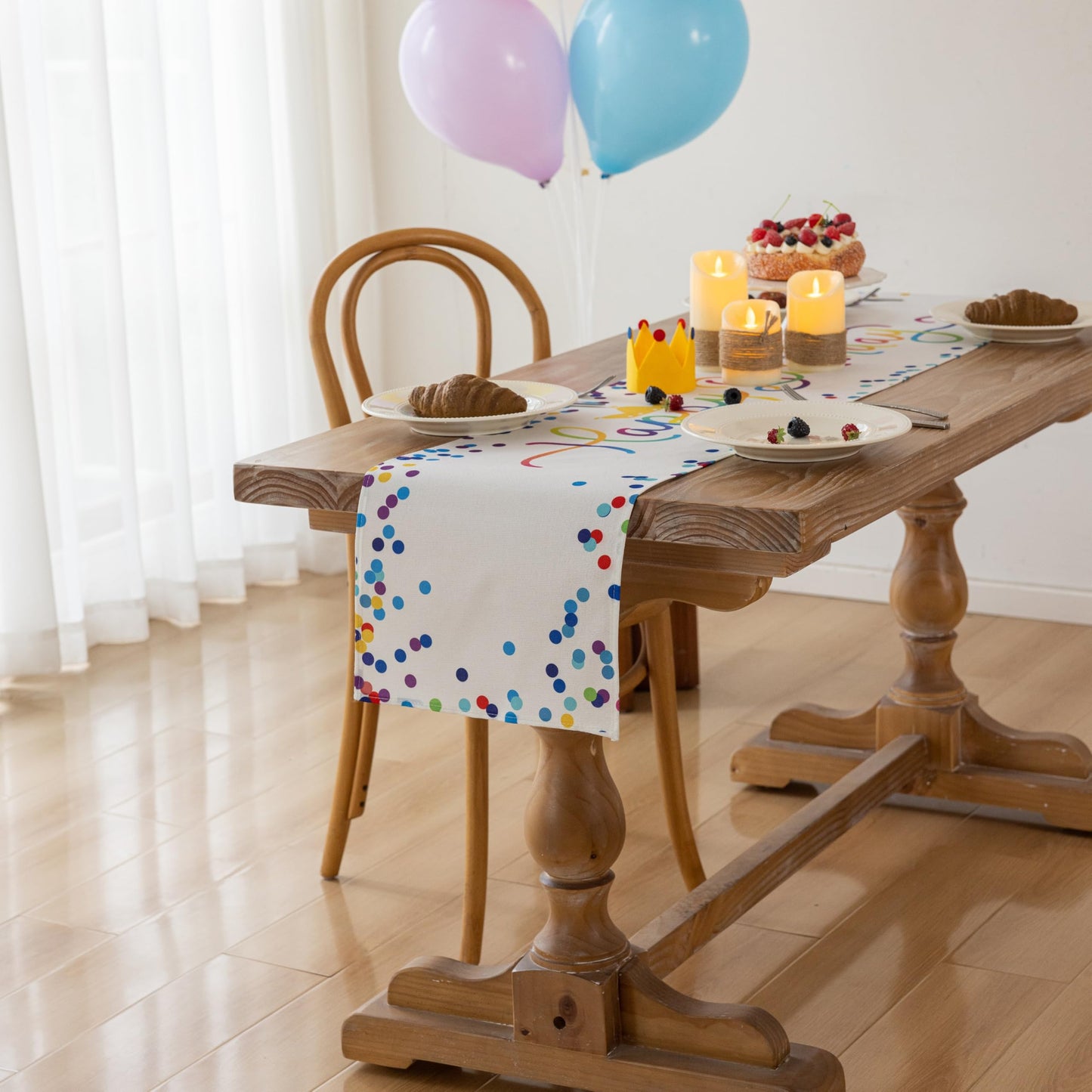 Keketoarrange Happy Birthday Table Runner Birthday Party Decorations Kitchen Dining Table Decoration for Home Party Décor Polka Dot Black 13 x 72 inch BST220