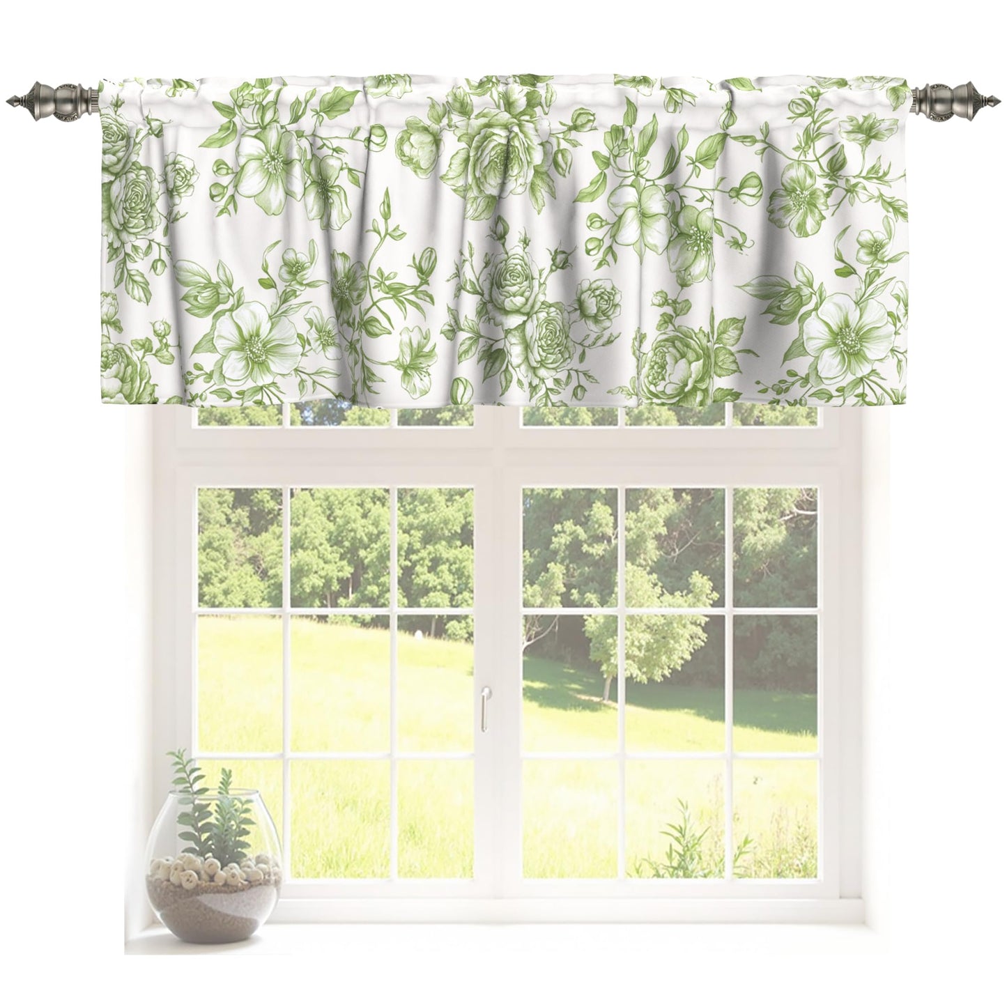 Patriotic Valance for Kitchen 2 Pack 54"x18" American Flag Curtains for Windows Red White Blue Stars 4th of July Independence Day Eucalyptus Leaf Window Treatment Rod Pocket Valance for Home Decor BST326L