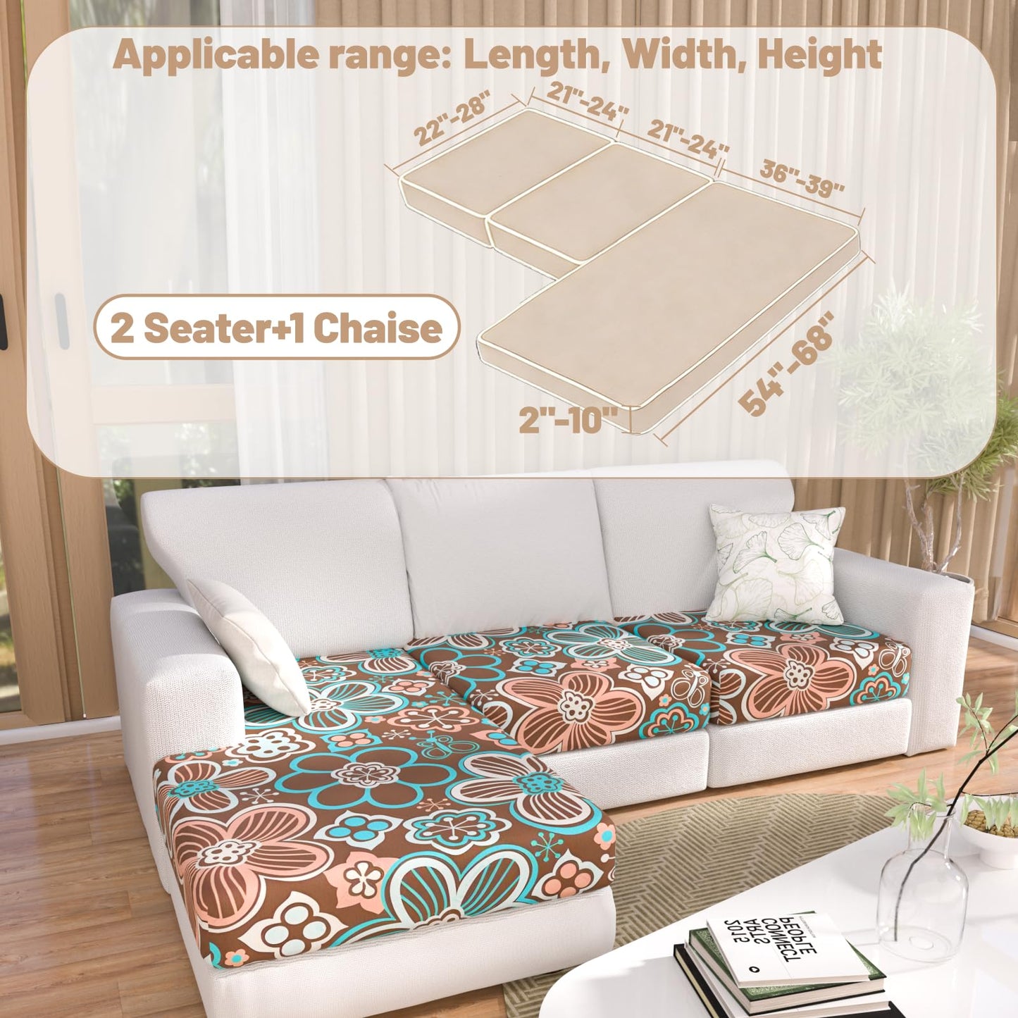 Stretch Couch Cushion Covers for Individual Sofa Seat Cushion,Washable Slipcover for Chair Loveseat Sofa,Furniture Protector Cushion Sofa Cover(Backrest or Seat) BST326H