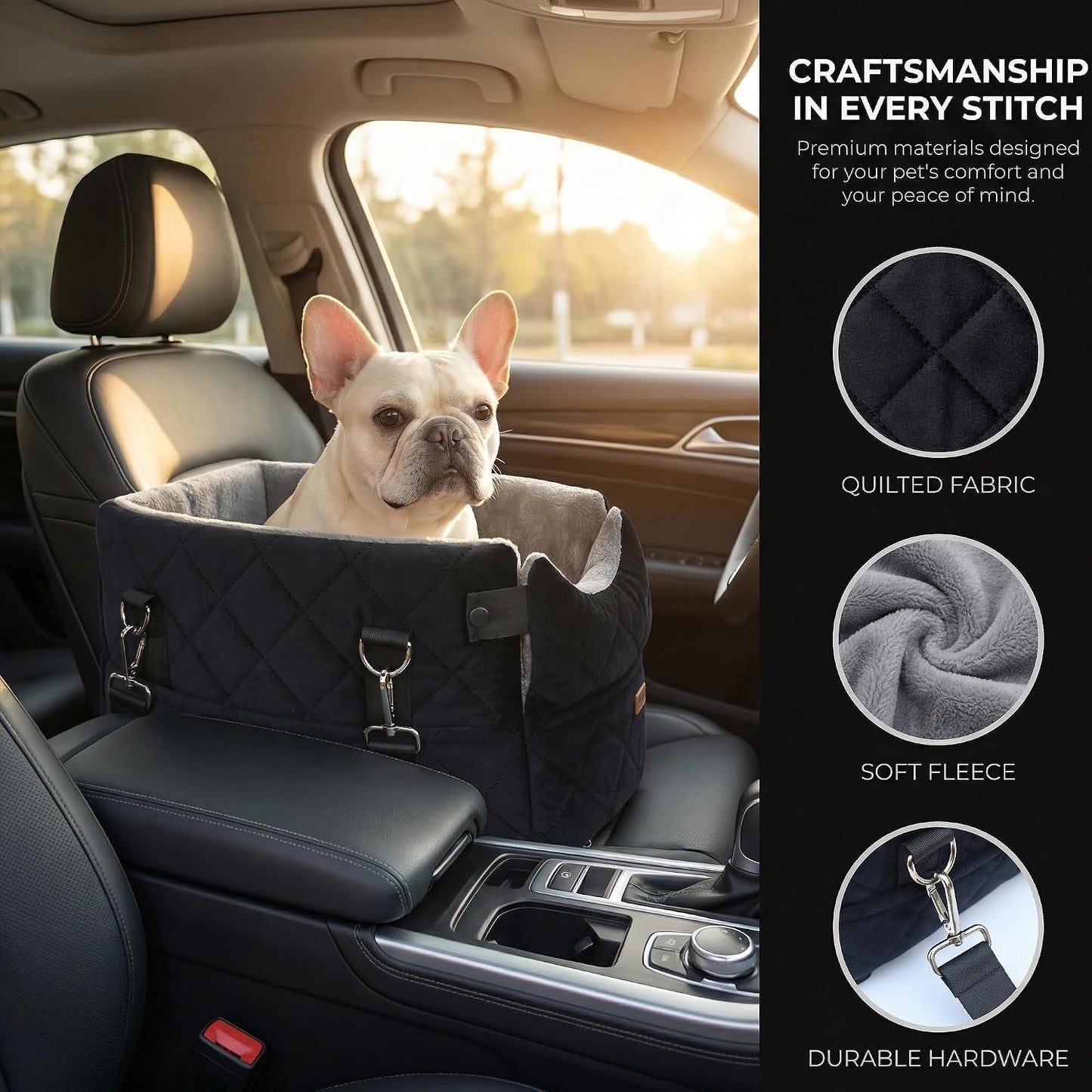 Center Console Dog Car Seats for Small Dogs Cats with Adjustable Safety Belt Multipurpose Pet Booster Seat for Car,Travel,Shopping,Camping with Your Furry Friends WN420