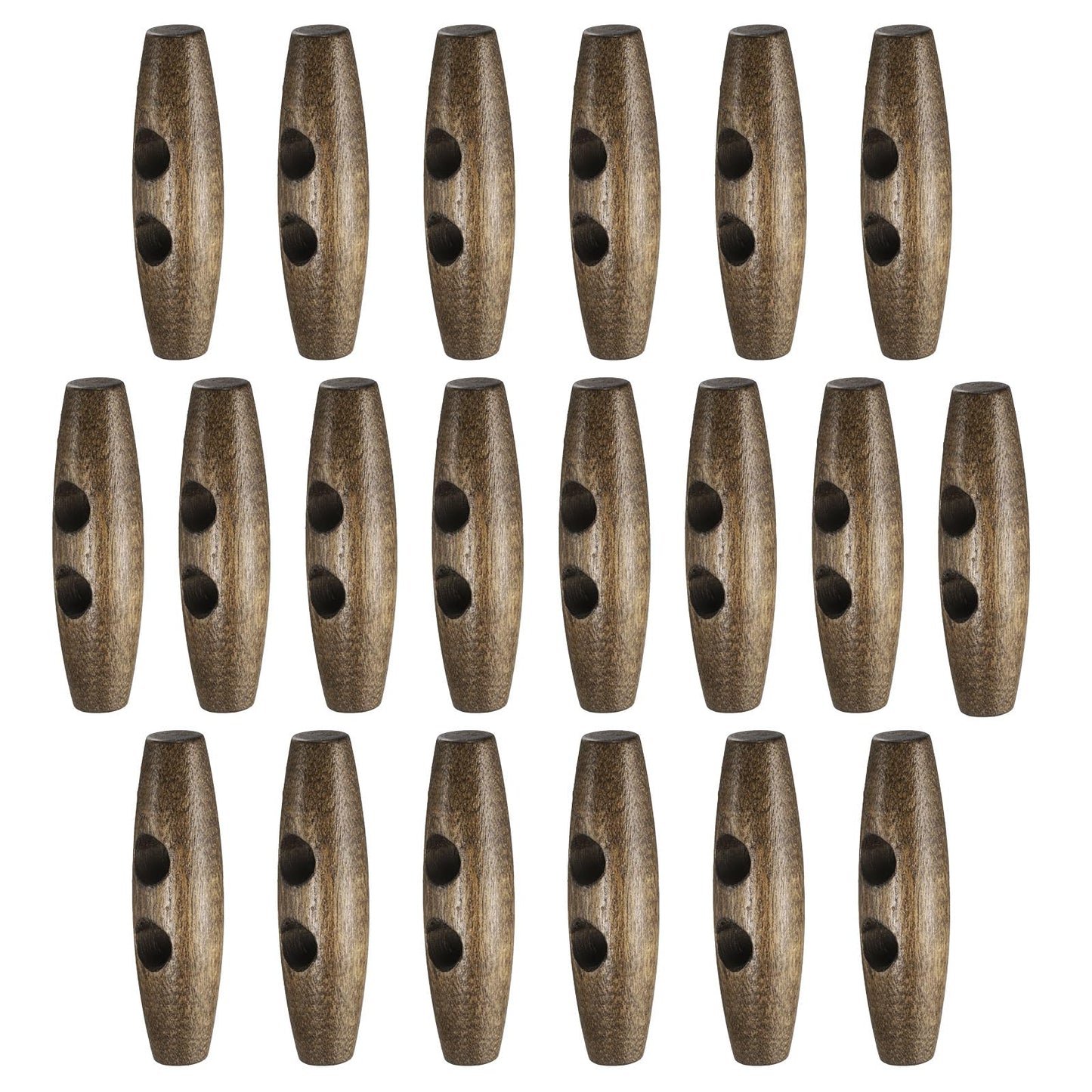 HARFINGTON 60mm / 2.4" Wooden Toggle Buttons 20pcs 2-Hole, Maroon | Wood Olive Sewing Buttons Horn Oval Buttons Sewing Accessories for Coat Sweaters Clothing DIY Craft BST326L
