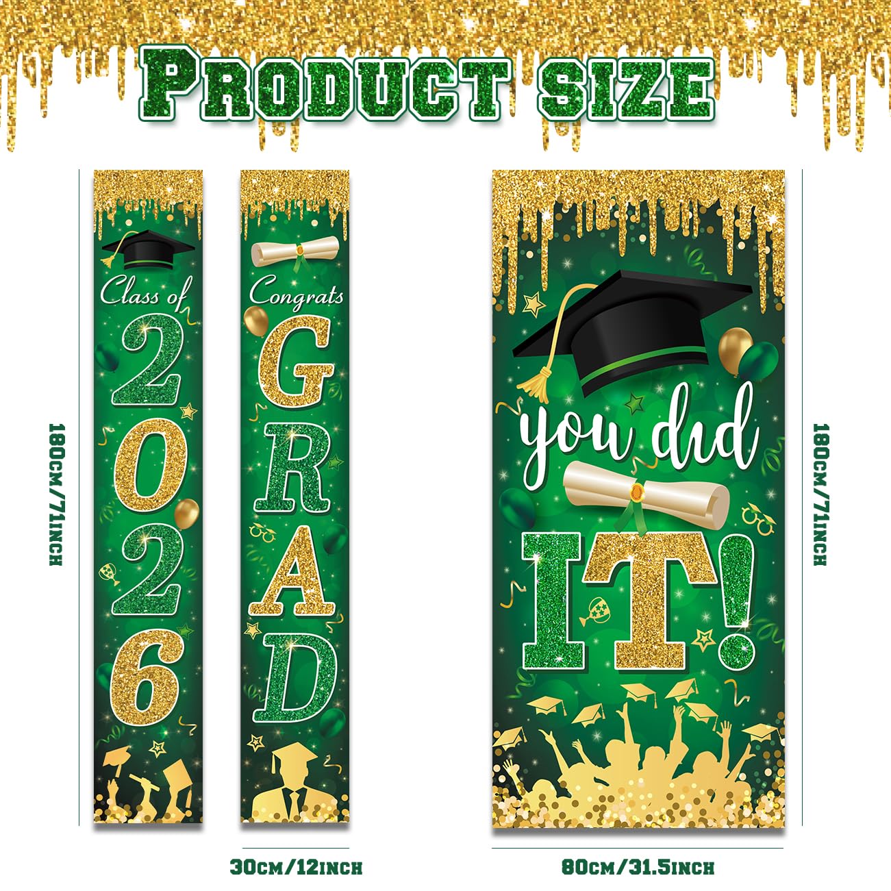 Graduation Decorations Class of 2026 Purple and Gold Congrats Grad Banner and You Did It Door Cover for High School College Graduation Party Supplies(Purple) BST326H