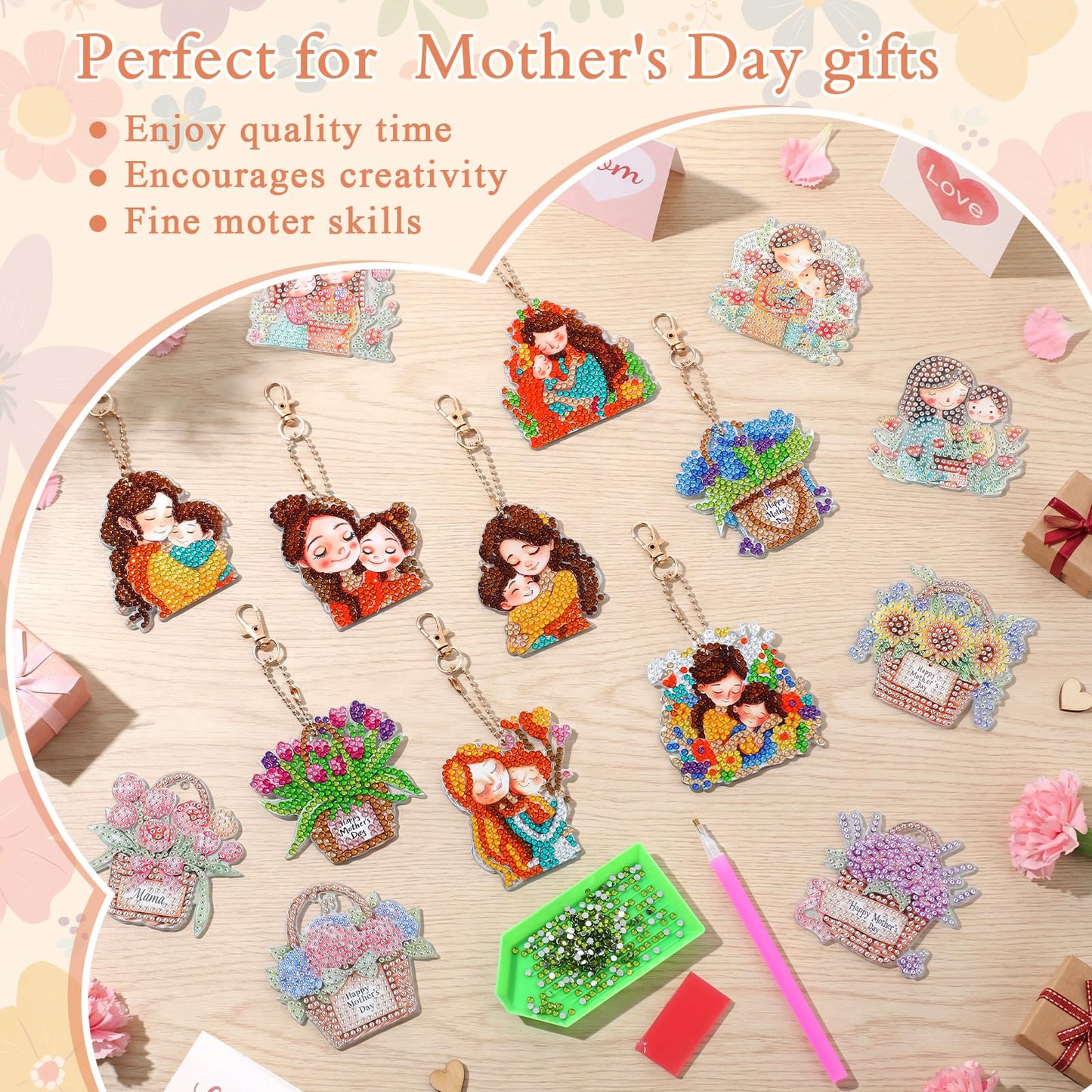 Huquary 24 Sets Cinco De Mayo Diamond Arts Keychains Mexican Fiesta Diamond Art Ornaments 5D DIY Crystal Rhinestone Crafts Kits Sombrero Taco Cactus Craft for Cinco De Mayo Mexican Holiday Gifts WN420