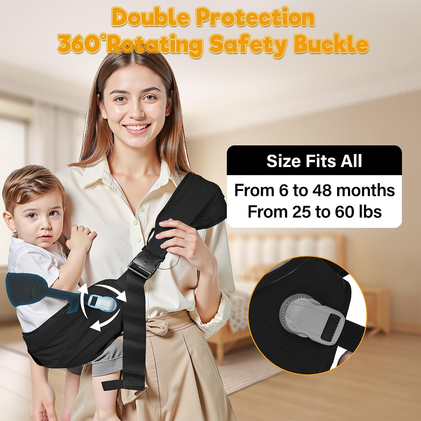 Baby Carrier Newborn to Toddler,Adjustable & Lightweight Baby Sling Carrier,Toddler Carrier 25-60 lbs,Ideal for Home,Shopping,and Travel WN420