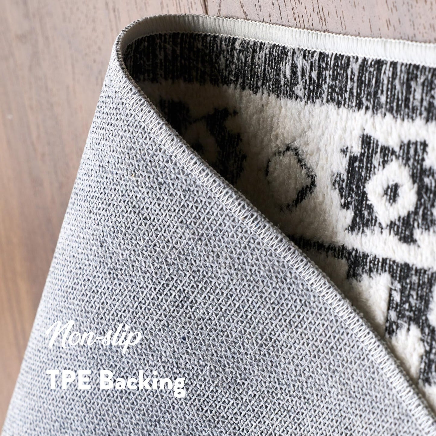Moroccan Washable Area Rug 3x5, Geometric Tribal Decorative Woven Rug, Non-Slip Boho Farmhouse Soft Low-Pile Area Rug for Living Room Bedroom Nursery Dining Table, Dark Brown/White BST326H