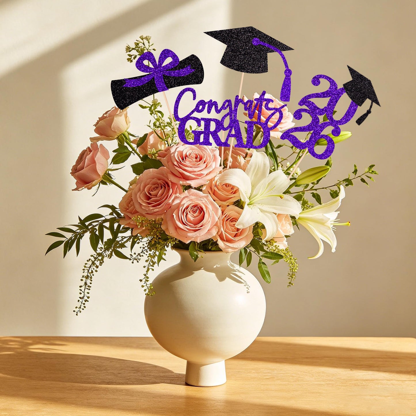 Graduation Centerpieces Class of 2026, 16 PCS Red Blue Double-Sided Table Toppers, Congrats Grad Party Decorations Supplies (Set of 4 Designs) WN420