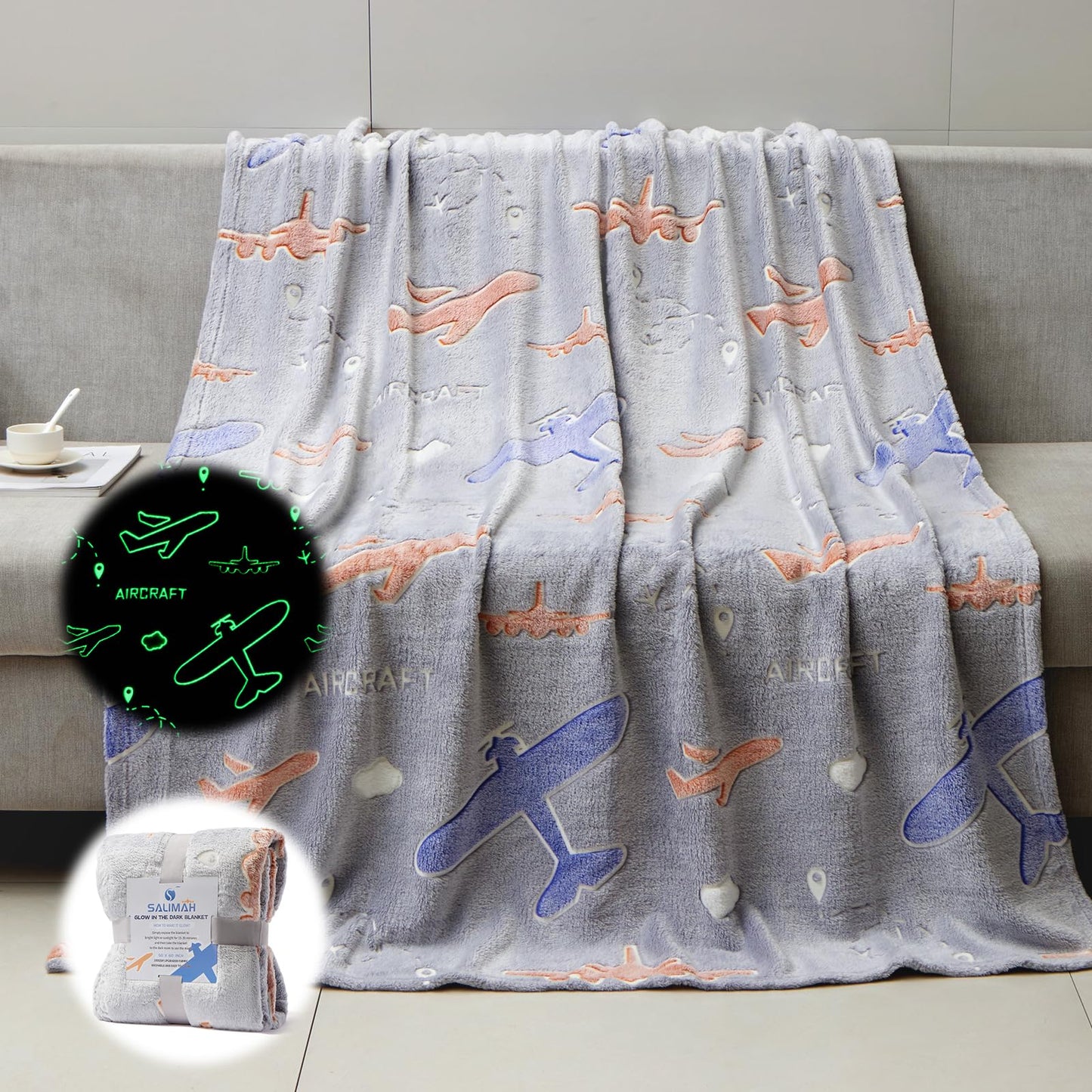 SALIMAH Glow in The Dark Blanket Unicorns Gifts for Girls, Toys for Girls Age 2 3 4 5 6 7 8 9 10 Year Old, Soft Kids Blankets Gifts for Grandkids Teens for Christmas Birthday, 50"x60" BST202