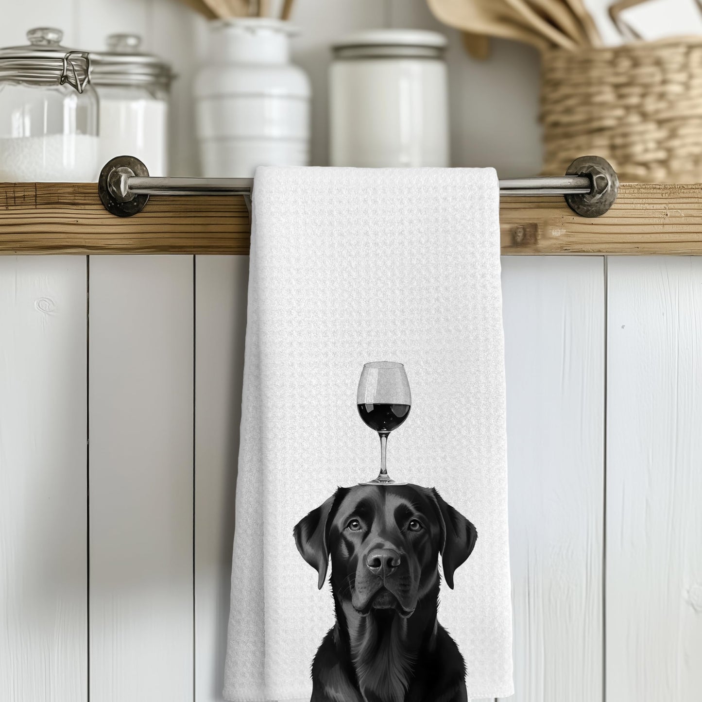 Funny Black Labrador Retriever Kitchen Towels, Black Lab Gifts Dish Tea Towels for Kitchen Decor, Gifts for Labrador Dog Lovers Hand Towels, 16x24 Inches BST202