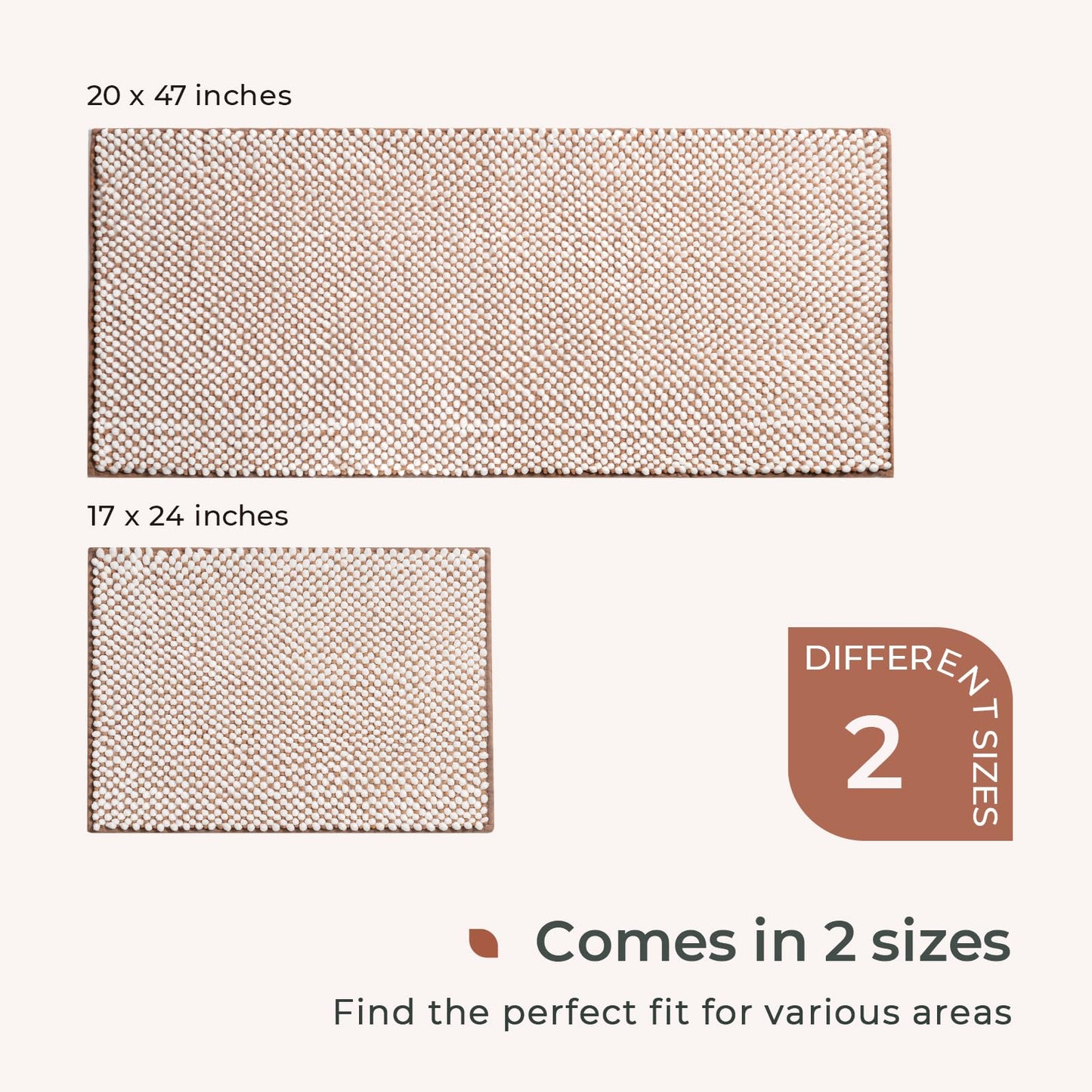 FRESHMINT Chenille Bathroom Rugs Sets 2 Piece 17"x24"+20"x32", Non-Slip Bath Mats, Absorbent Bath Rug, Washable Set of 2 Shower Floor Mat, Gray BST220