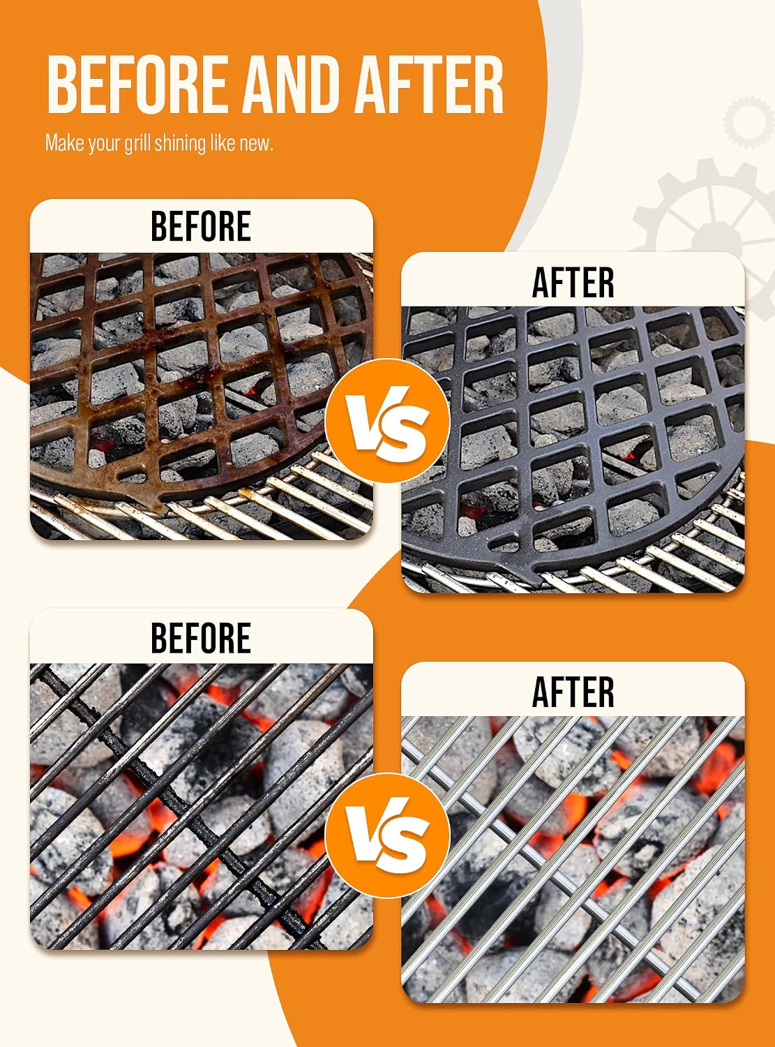Grill Brush Bristle Free, Grill Cleaner Brush with 5 Replacement Heads, Ultra Safe Grill Brush for Outdoor Grill, Cast Iron, Stainless Steel Grates, Grill Scraper Outdoor BBQ Grill, Black WN420