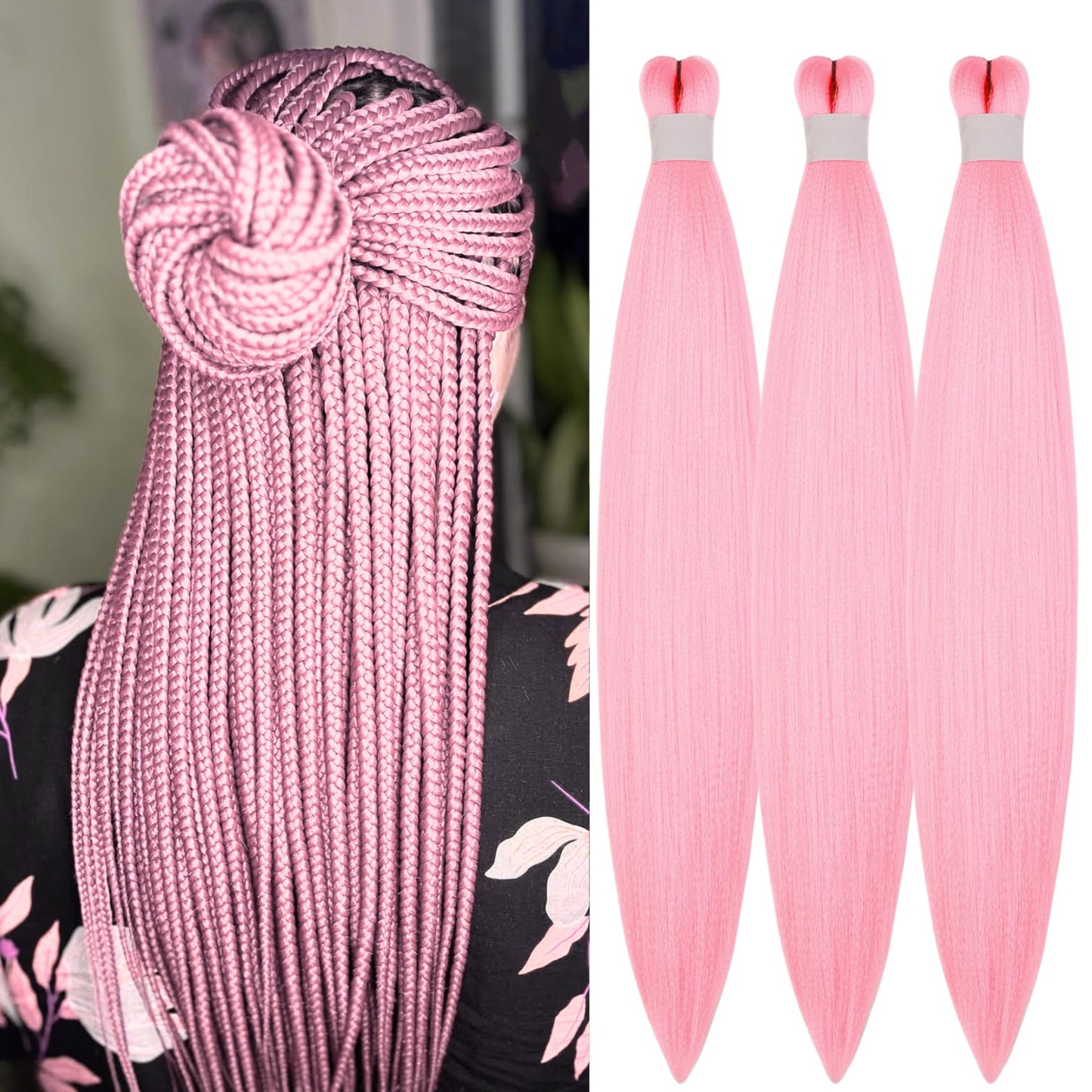 Purple Braiding Hair Pre stretched Knotless 26 inch | Hypoallergenic Synthetic Purple Prestretched Ez Braid Knotless Itch Free Soft Yaki Texture Hot Water Setting WN420