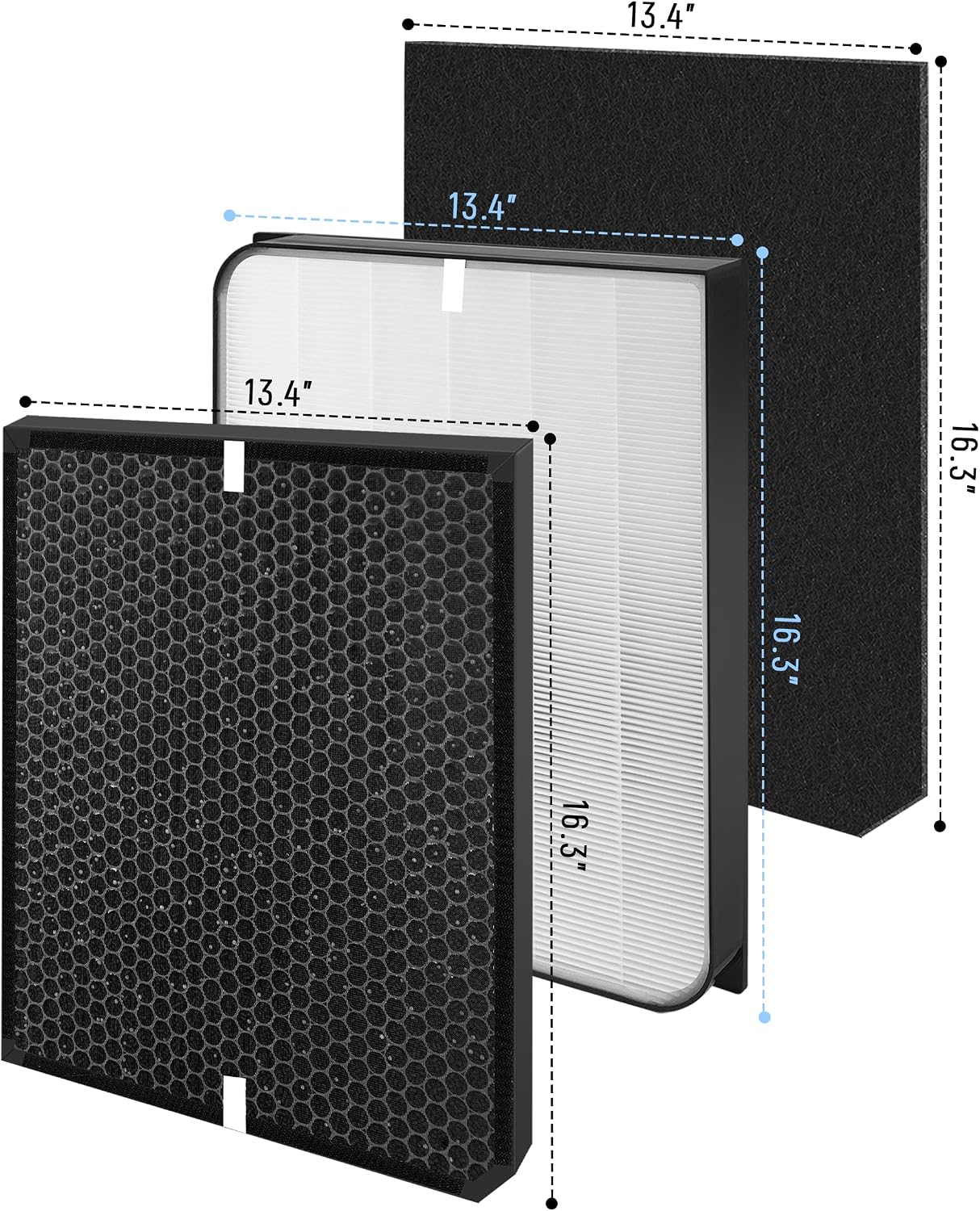 3500 Replacement Filter Compatible With Air Doctor 3000, 3500, 3500i Air Purifiers. Includes 2 Efficiency Filter, 2 Activated Carbon Filters, 6 Per-Filters BST326H