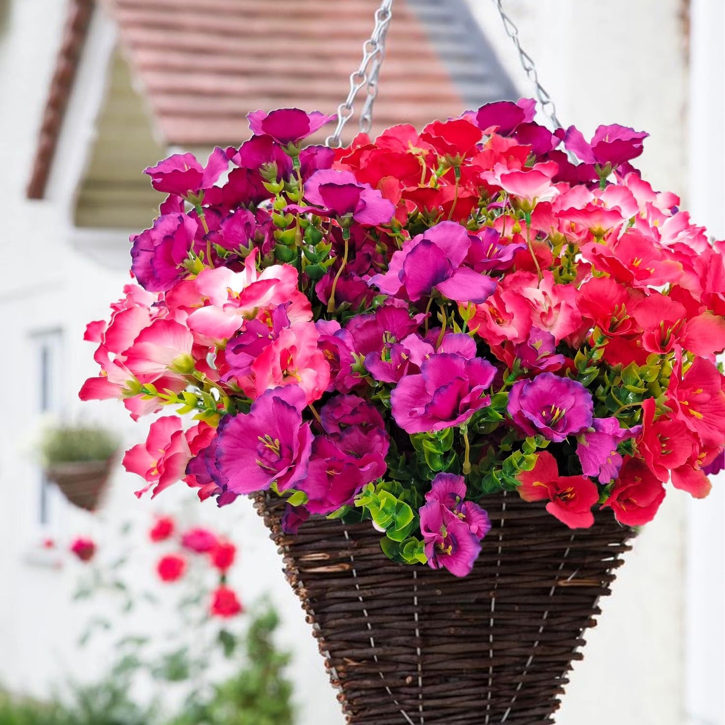 12 Pack Artificial Hibiscus Flowers UV Resistant Fake Silk Flowers for Outdoors Hanging Baskets Porch Patio Garden Decor Faux Tropical Plants BST202