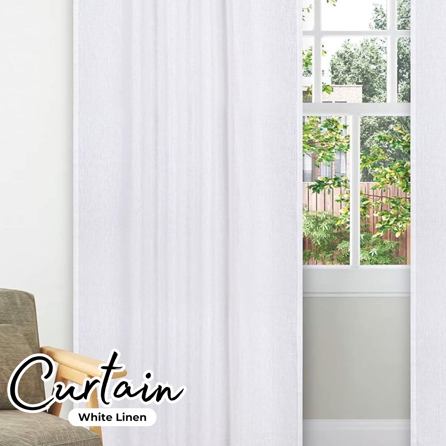 Bedding Craft Curtains 63 Inch Length - White Poly Cotton Slub Drapes with Tab Top, Set of 2, Ideal for Bedroom, Living Room, and Office_ 50x63 inch BST220