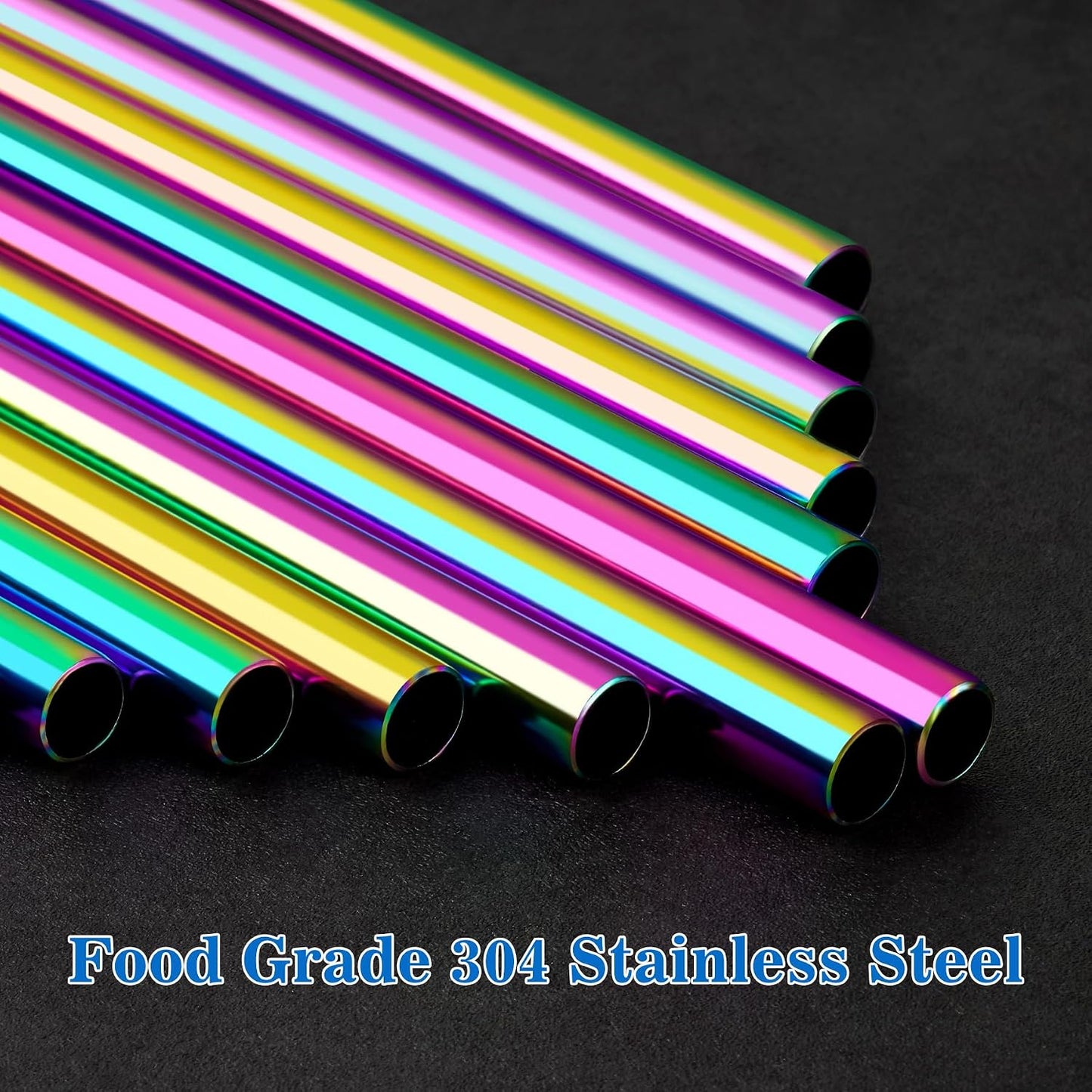 Tomorotec 14PCS Stainless Steel Straws Fit for 30oz Stanley Tumblers | 11" Reusable Drinking Straws with Brush, 7 Bent & 7 Straight for Smoothies, Milkshakes, Coffee, Dishwasher Safe (Metallic) BST326L