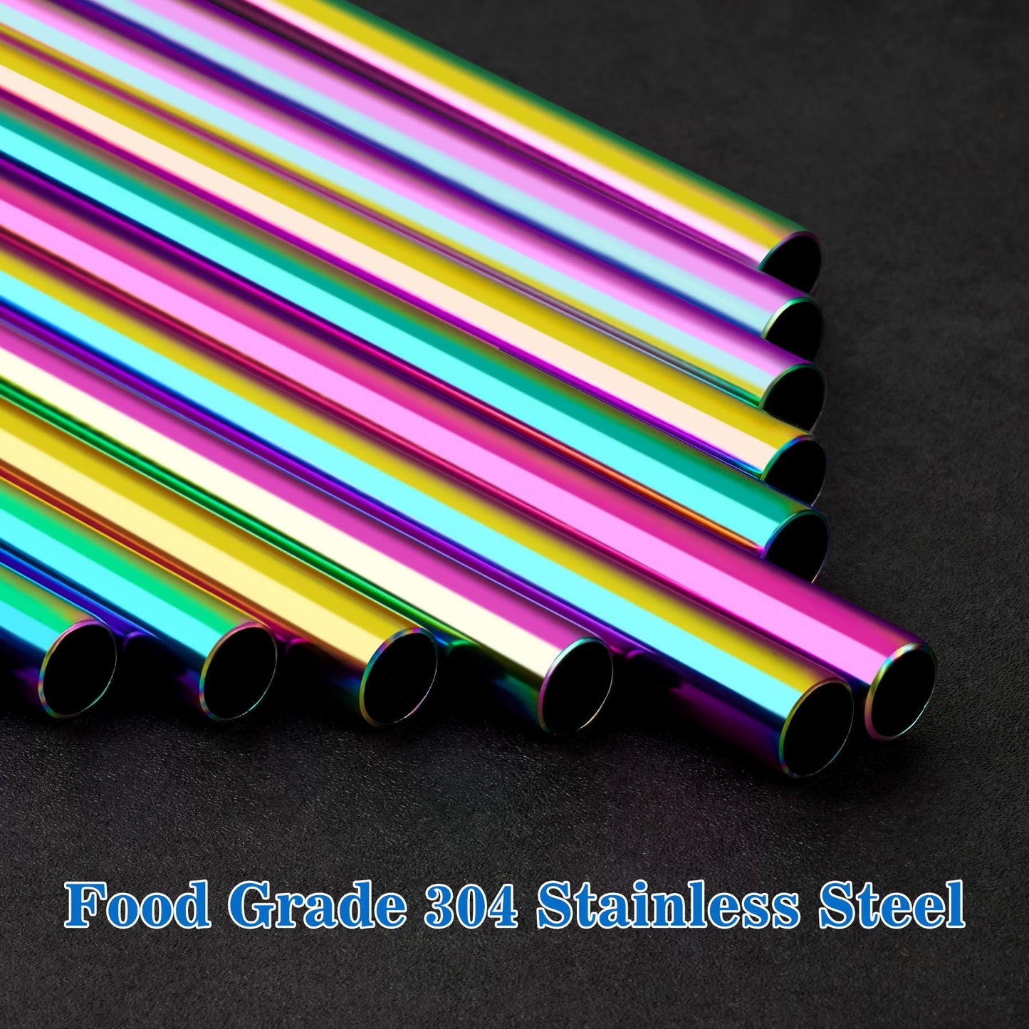 Tomorotec 14PCS Stainless Steel Straws Fit for 30oz Stanley Tumblers | 11" Reusable Drinking Straws with Brush, 7 Bent & 7 Straight for Smoothies, Milkshakes, Coffee, Dishwasher Safe (Metallic) BST326L