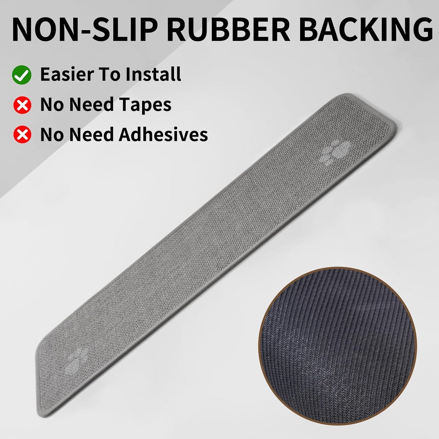 YDKGL Stair Treads Non Slip Indoor 4PCS, Rubber Backing Stair Runner Rugs for Wooden Steps, Residue Free Stair Carpet Treads for Kids Elders and Pets, Machine Washable Stair Mats, Gray, 8" x 30" WN420