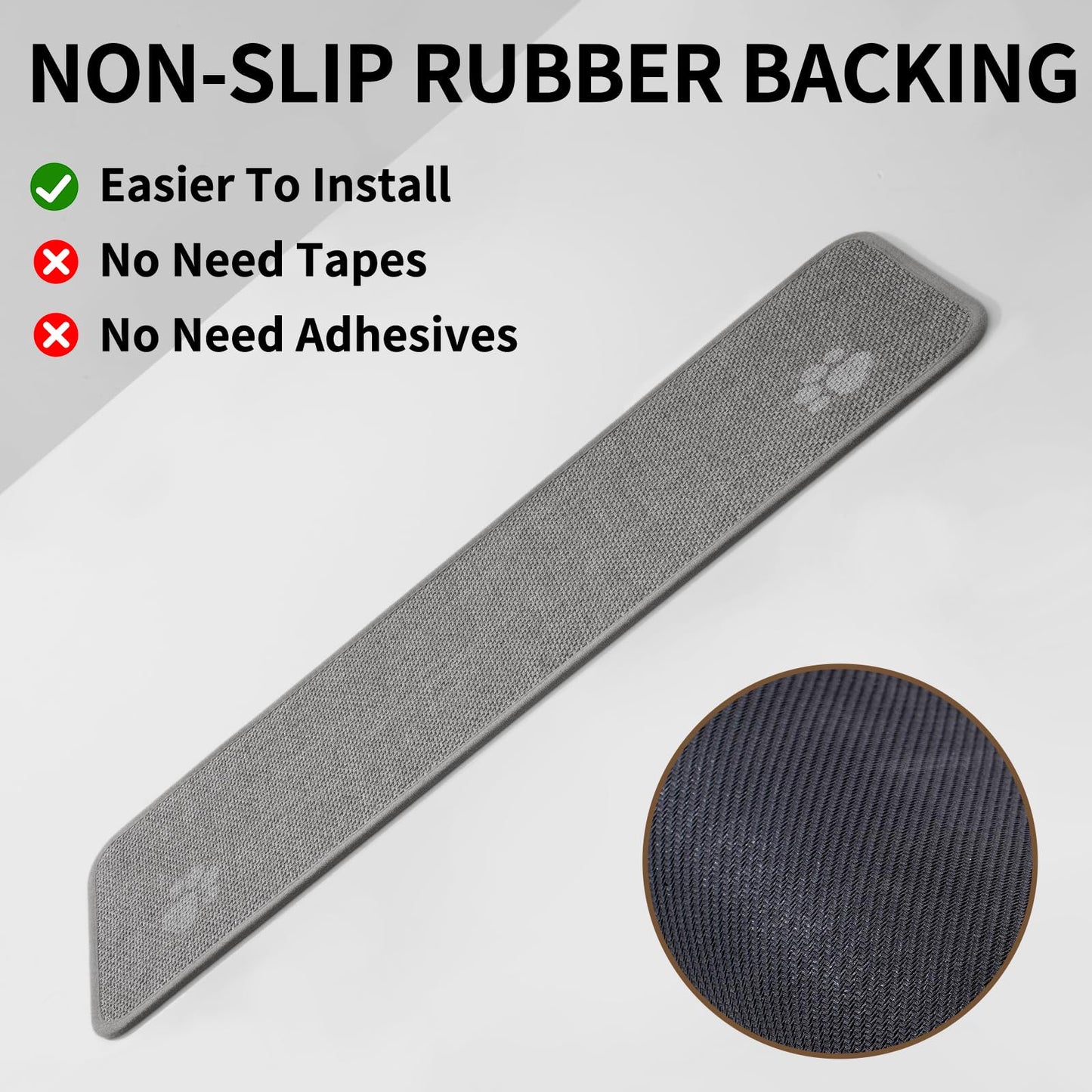 YDKGL Stair Treads Non Slip Indoor 4PCS, Rubber Backing Stair Runner Rugs for Wooden Steps, Residue Free Stair Carpet Treads for Kids Elders and Pets, Machine Washable Stair Mats, Gray, 8" x 30" WN420