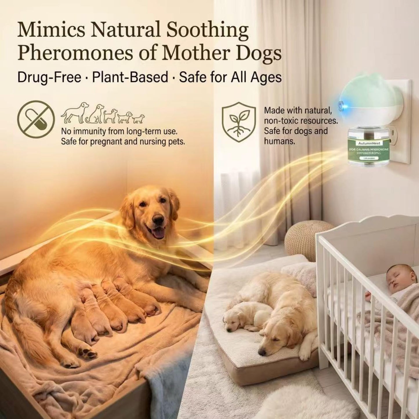 8-in-1 Dog Calming Pheromone Diffuser Kit – Pet Stress Support (2 Plug-Ins & 6x48ml Refills), Calming Diffuser for Dog During Thunderstorms, Travel, Separation, Fireworks & Vet Visits, 180-Day Supply WN420