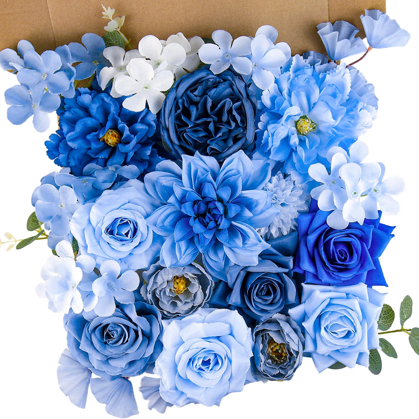 Artificial Flowers for Home Decorations: Purple Silk Fake Flowers Bulk Boxed Set, Peony Roses Bouquets with Stems for Table Centerpiece, DIY Wedding, Bridal Shower, Graduation Cap & Tea Party BST220