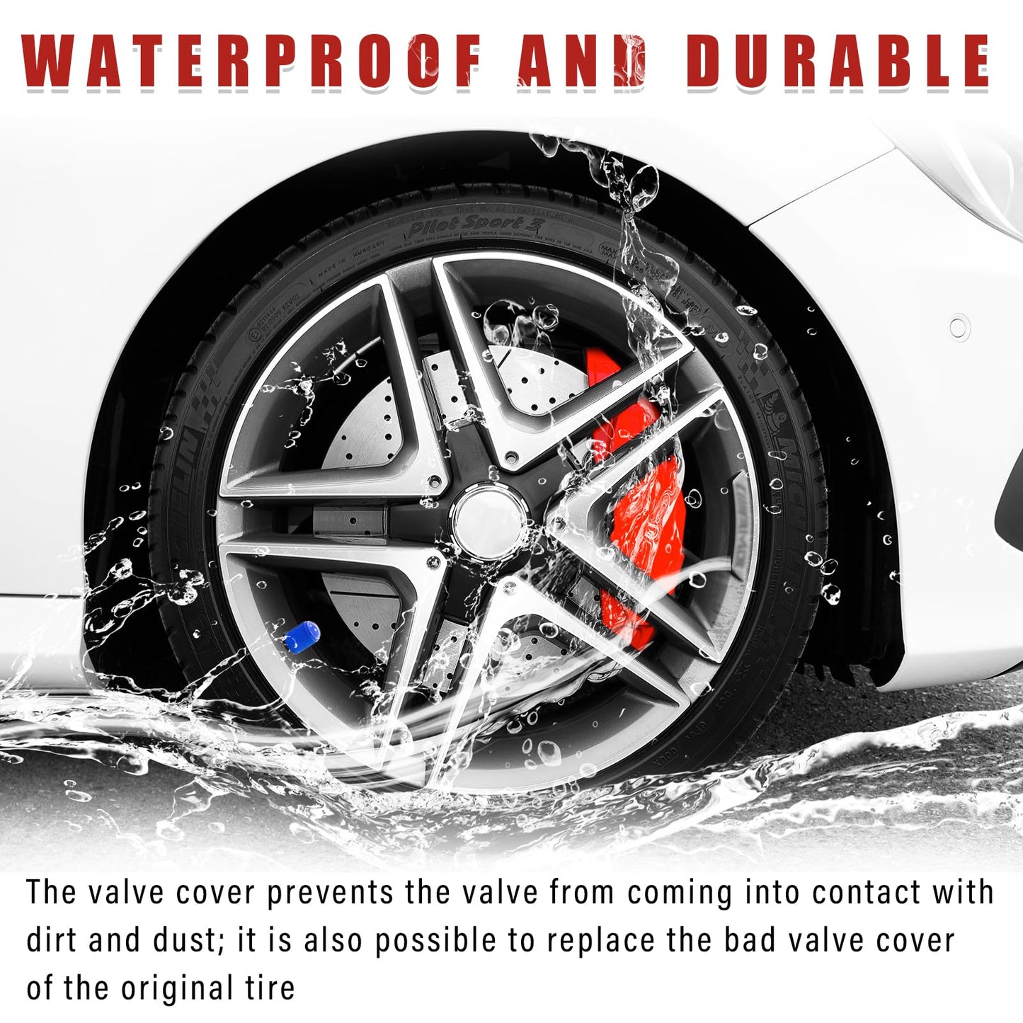 Ziciner 25 PCS Tire Valve Stem Caps, Plastic Car Tyre Valve Cap with O Rubber Seal, Dustproof Airtight Seal Wheel Stem Covers, Universal Accessories for Cars, SUVs, Bicycles,Trucks (Red) WN420