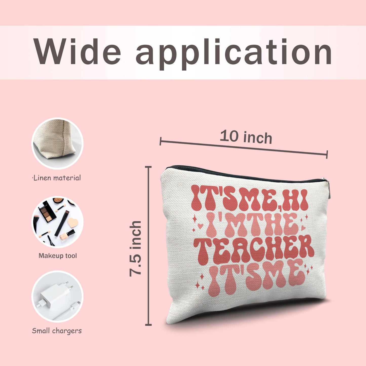 Nogrit Teacher Accessories Survival Kit Makeup Cosmetic Bag,Groovy It's Me Hi I'm the Teacher Makeup Travel Toiletry Bag,Back to School Thank You Gifts for Best Teachers Gifts BST220