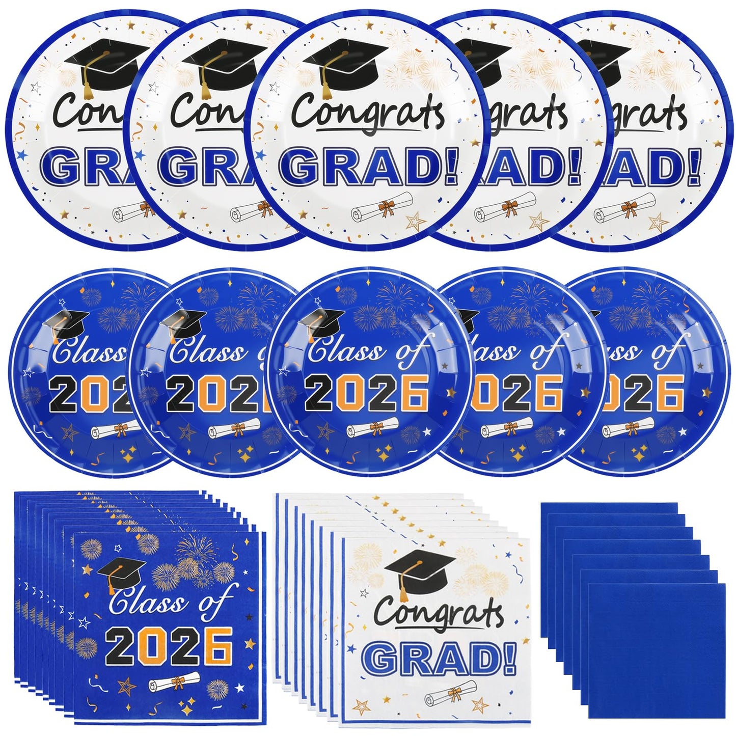 2026 Graduation Plates and Napkins, 320 PCS, Serves 80 | Disposable Class of 2026 tableware set for graduation parties, ceremonies and school celebrations BST202