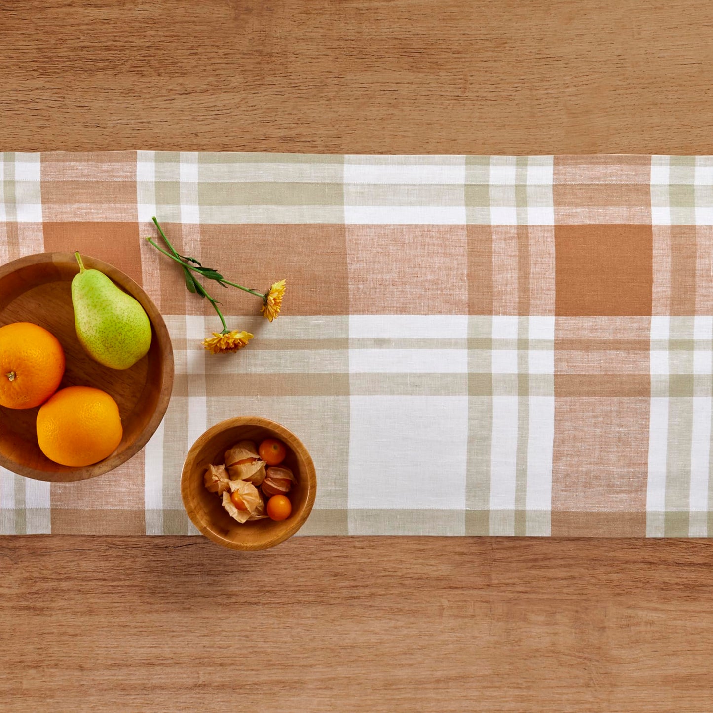 Solino Home 100% Linen Table Runner Multicolor, Rustic Plaid 14 x 72 in | Table Runners for 4-6 seater dining tables, hallway tables and cabinets | Rustic Multicolor | Pure Linen | OEKO-TEX Certified BST326SOLH