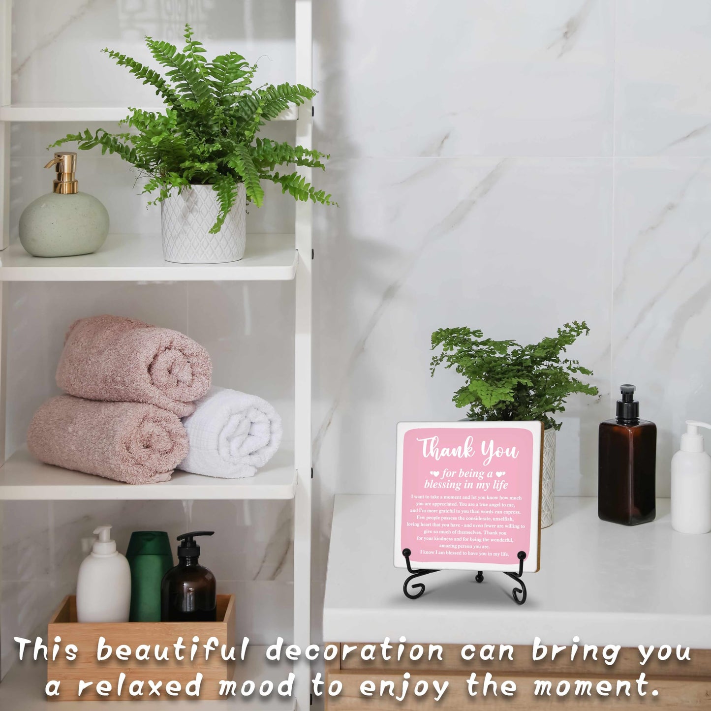 Thank You Gifts for Women Men, Inspirational Appreciation Gifts,Small Special Inexpensive Gift Ideas,5 in Aqua Home Office Desk Decor Plaque(B05) BST326L